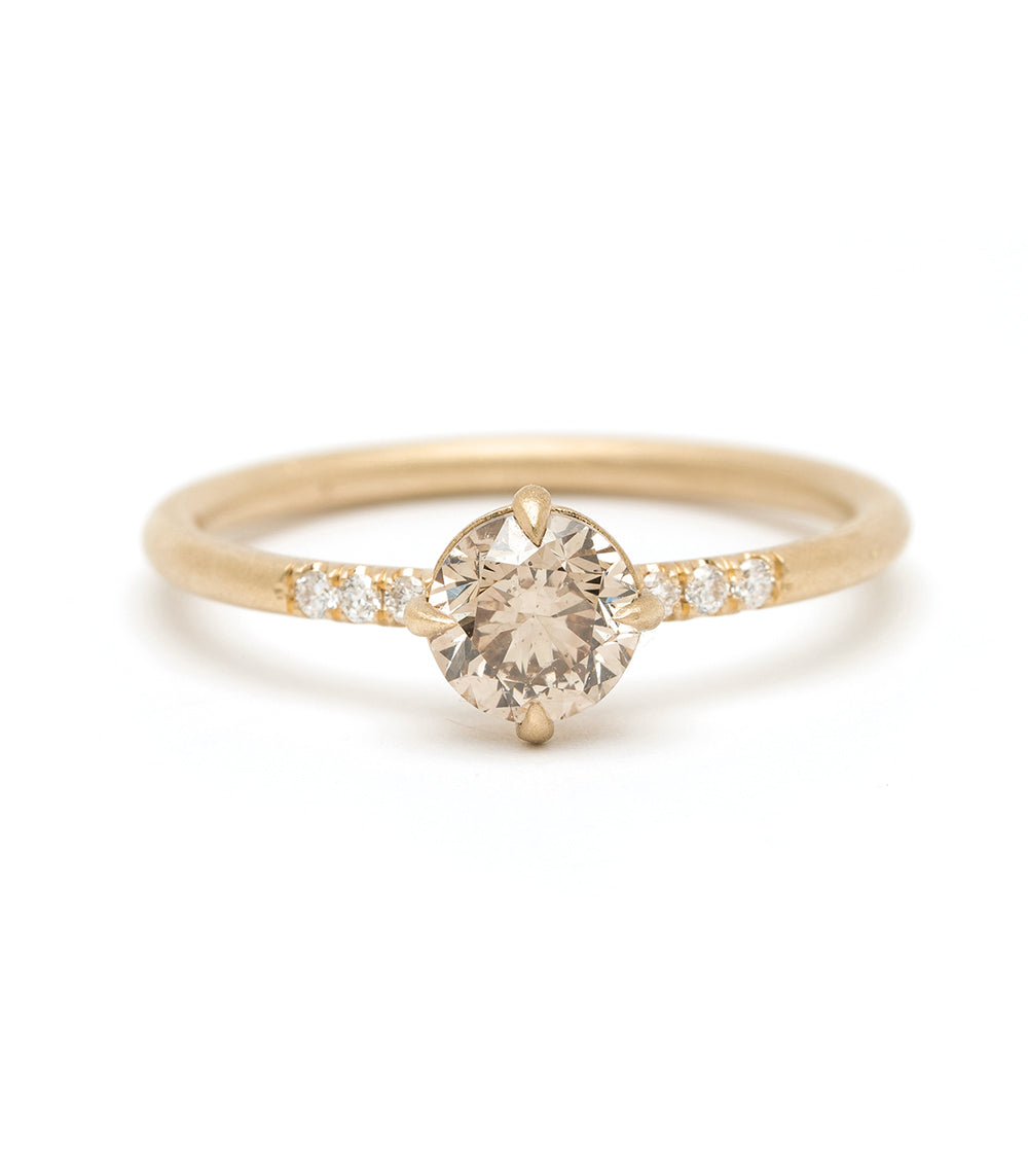 Elegant Solitaire Champagne Diamond Engagement Ring for Women - Perfect for Proposals, Anniversaries & Weddings