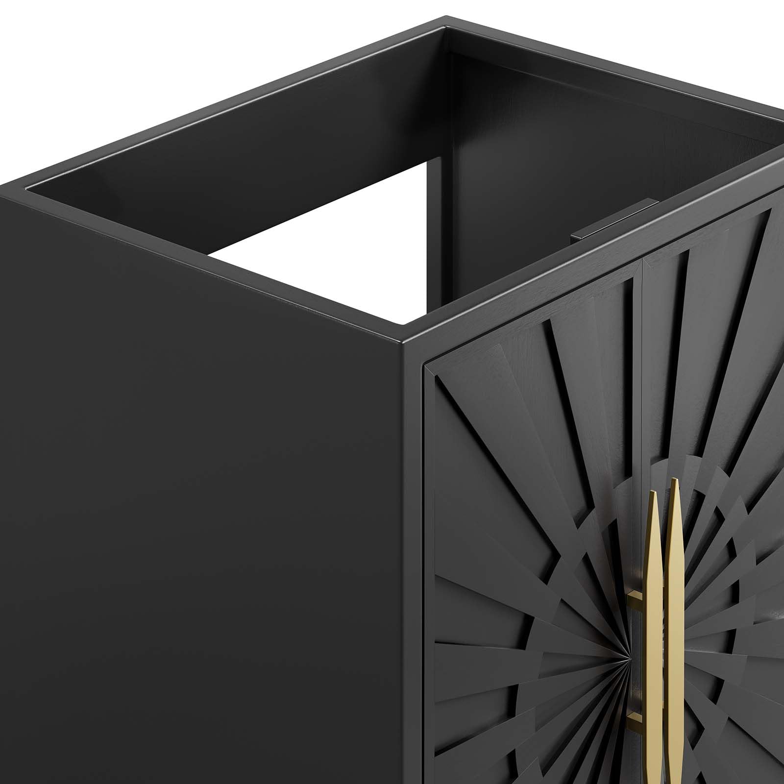 Modway Awaken 24-Inch Black Bathroom Vanity Cabinet with Mirror - Modern Storage Solution for Small Bathrooms, Powder Rooms & Master Baths