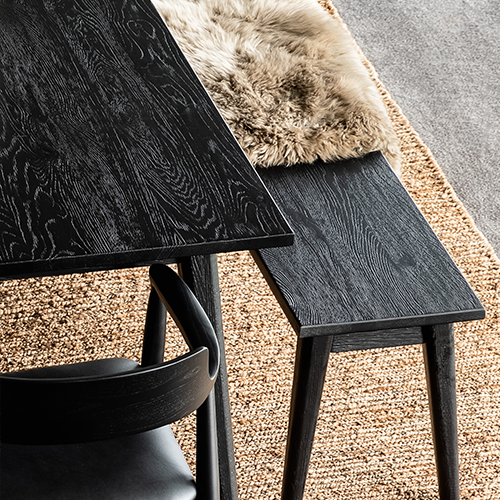 Vicchy 220cm Black Dining Table - Modern Large Kitchen Table for Family Gatherings & Dinner Parties