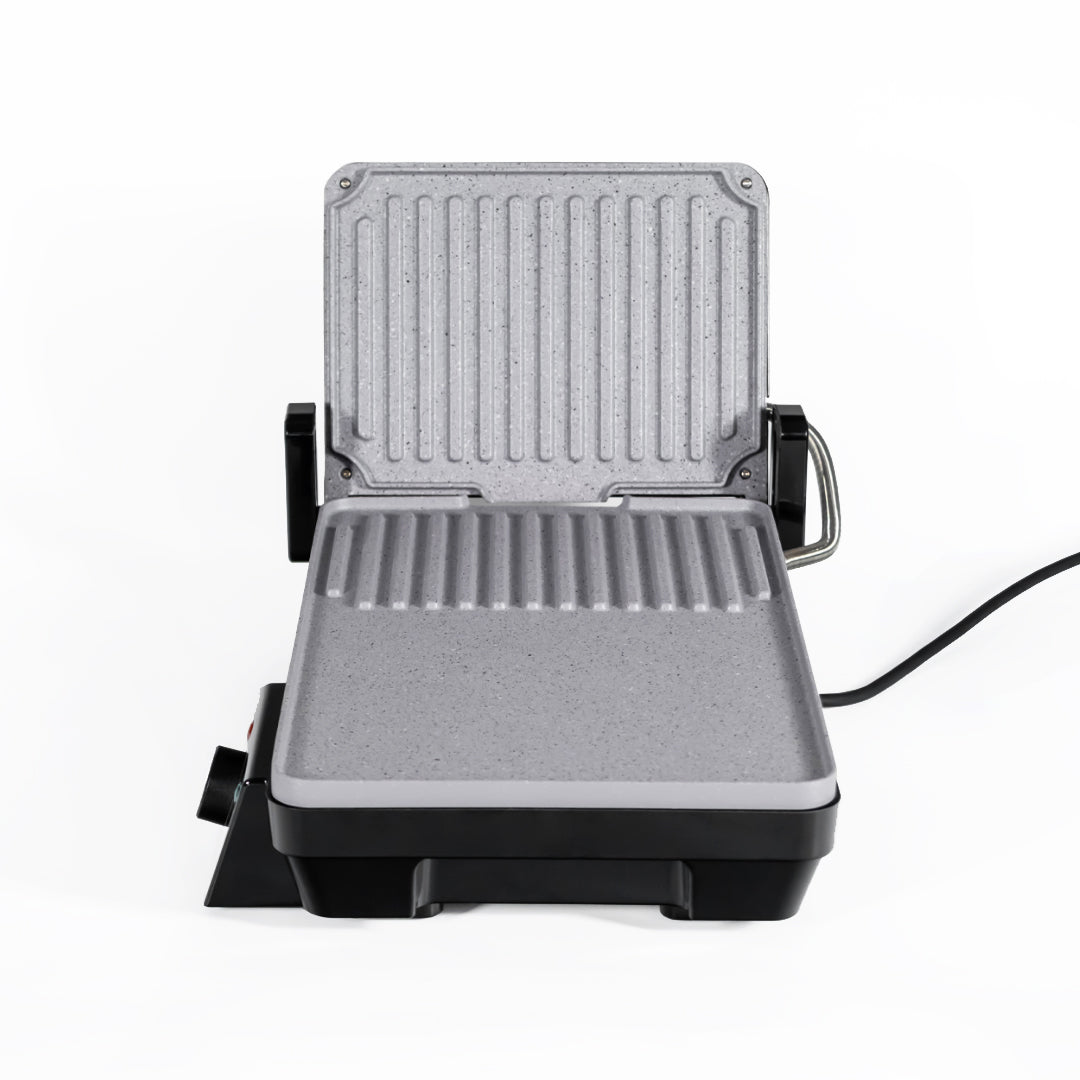 Toyomi Half & Half Griddler and BBQ Grill - Indoor/Outdoor Electric Griddle with Removable Plates for Pancakes, Burgers & More - Perfect for Home, Camping & Parties (Model BBQ 9205)