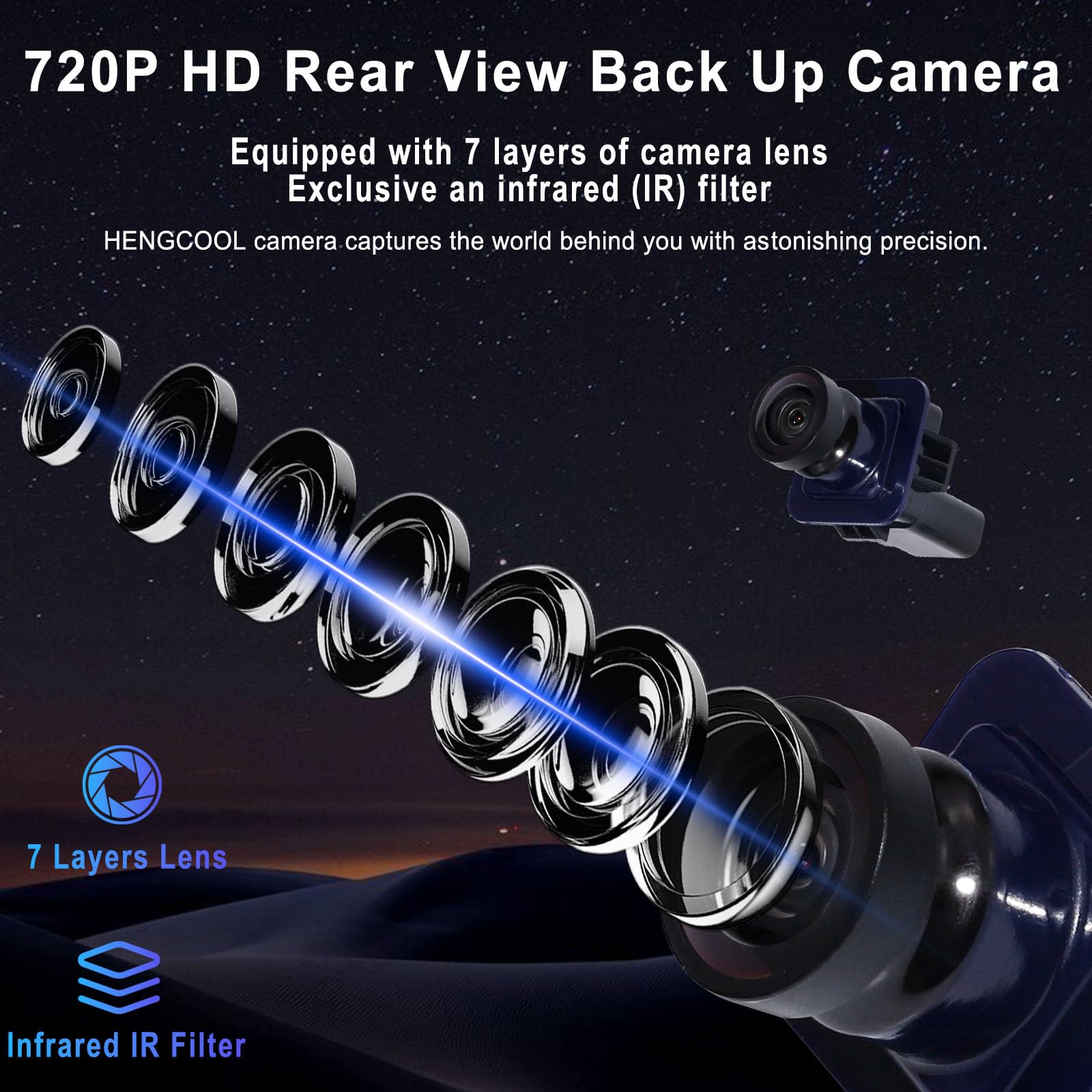 HENGCOOL F150 Backup Camera - HD Rear View Reverse Camera for Ford F150 2010-2014, Mustang 2015-2022 & Lincoln MKC 2015-2019 | Replacement for OE BL3Z-19G490-B EL3Z-19G490-D FR3Z-19G490-A | Perfect for Parking, Towing & Night Driving