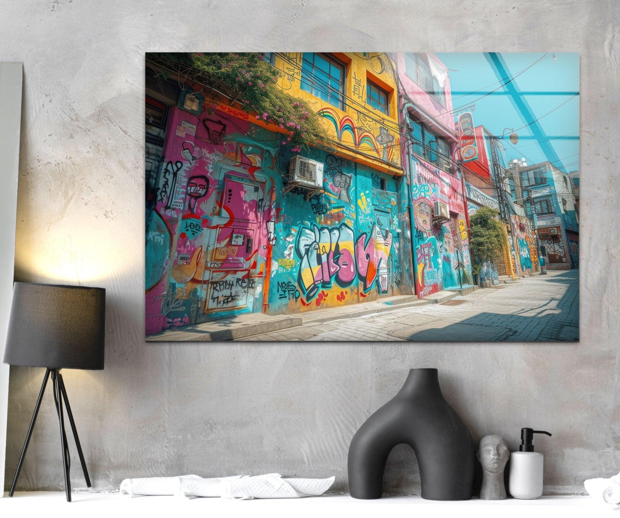 Banksy Graffiti Glass Wall Art - Modern Urban Street Art Decor for Living Room, Bedroom & Office - Unique Gift for Art Lovers
