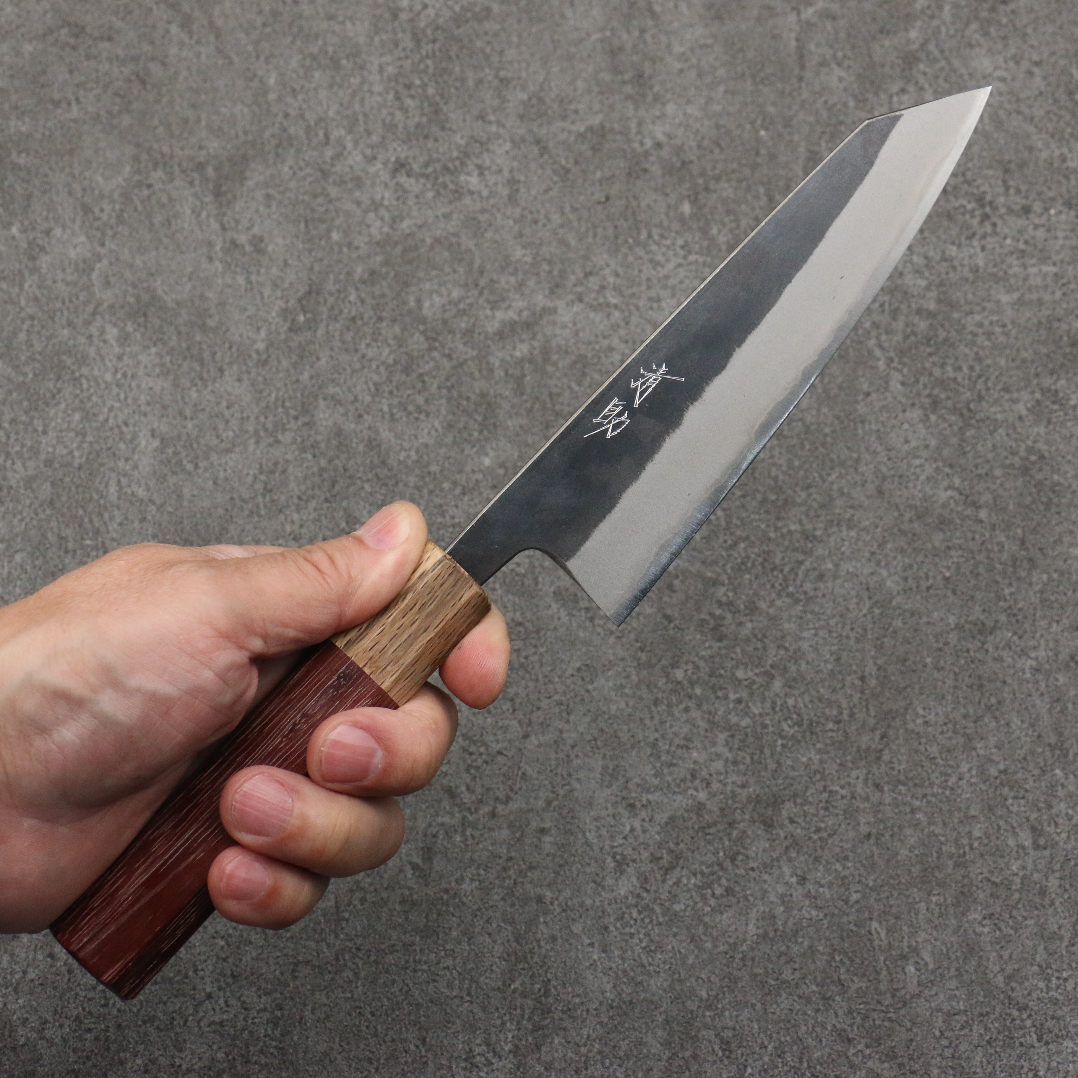 Premium Seisuke Blue Steel No.2 Black Finished Small Bunka Knife 150mm with Purpleheart Handle & Oak Ferrule - Perfect for Home Chefs, Sushi Preparation & Japanese Cuisine