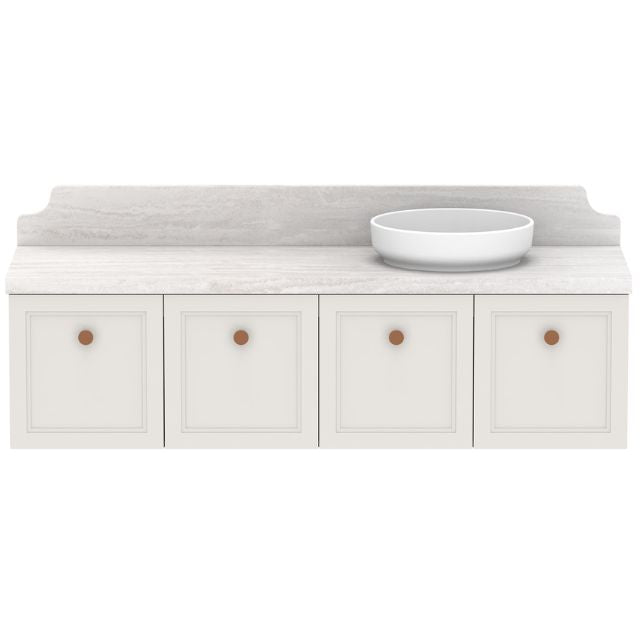 ADP Mabel Wall Mounted Vanity with Cherry Pie Premium Solid Surface Countertop - Modern Bathroom Sink for Small Spaces & Powder Rooms