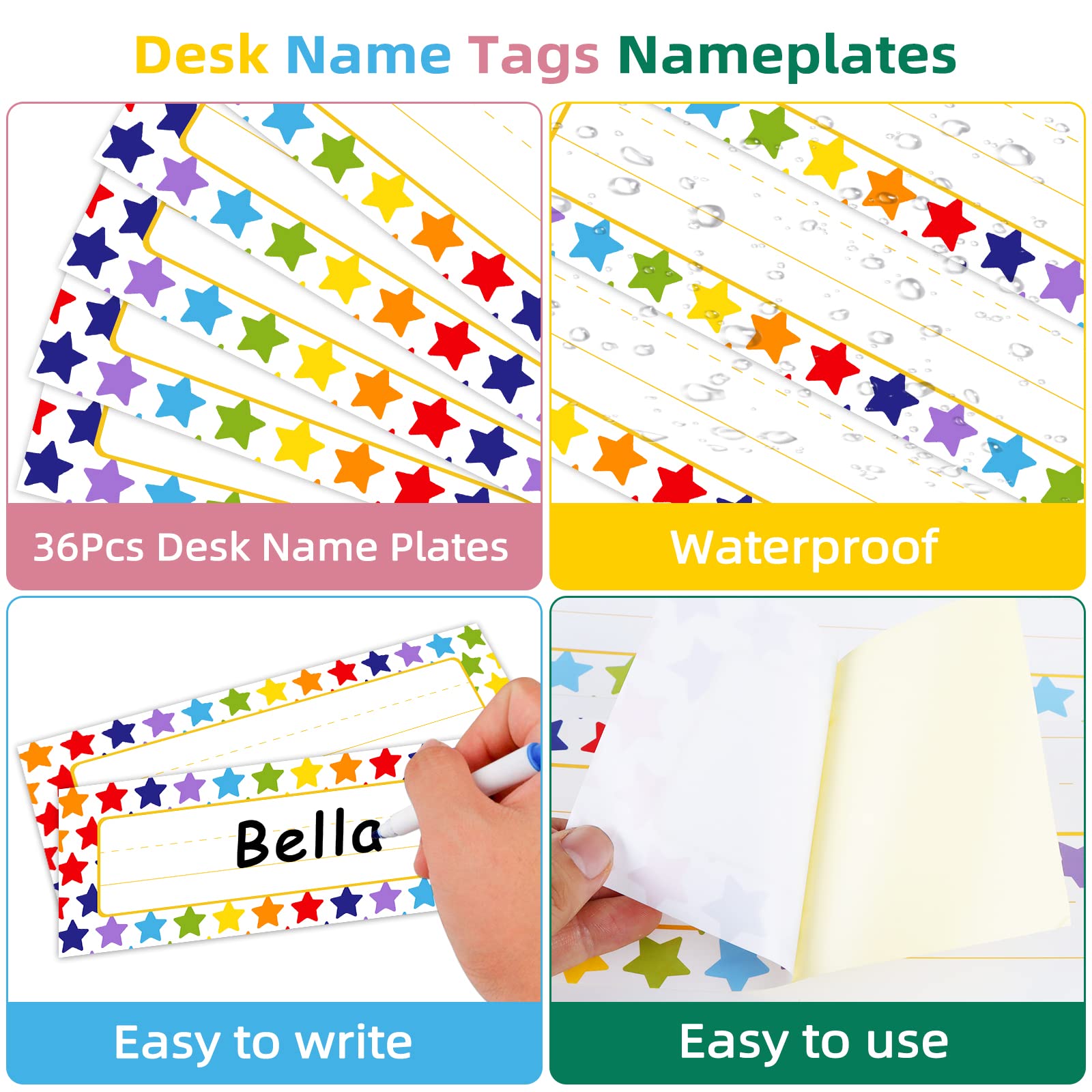 36Pcs Student Name Plates for Classroom Desks - School & Kindergarten Decor