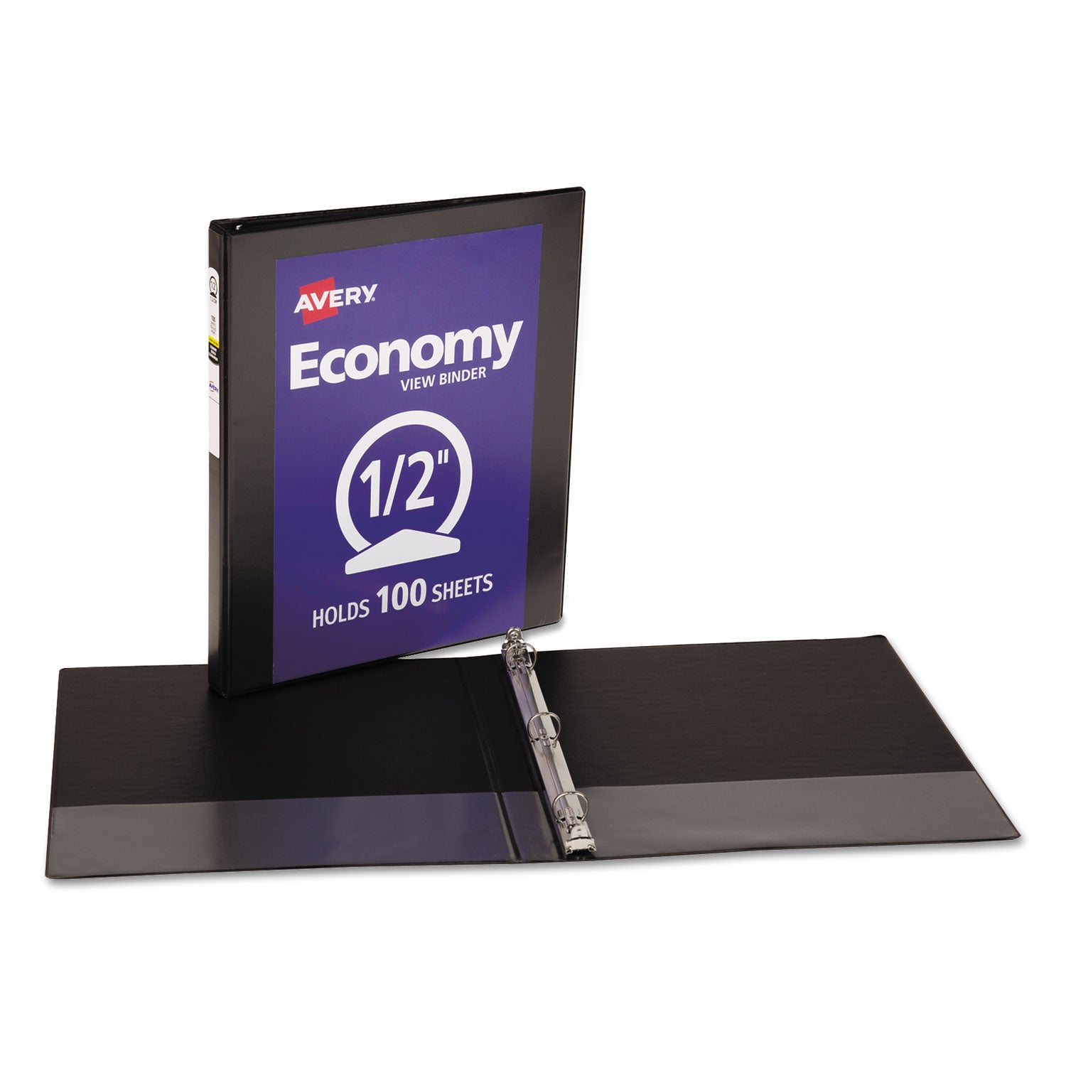 Avery® Economy 3-Ring Binder with Round Rings - 0.5 Inch Capacity, 8.5 x 11 Inches, Black (5705) - Perfect for School, Office & Home Organization