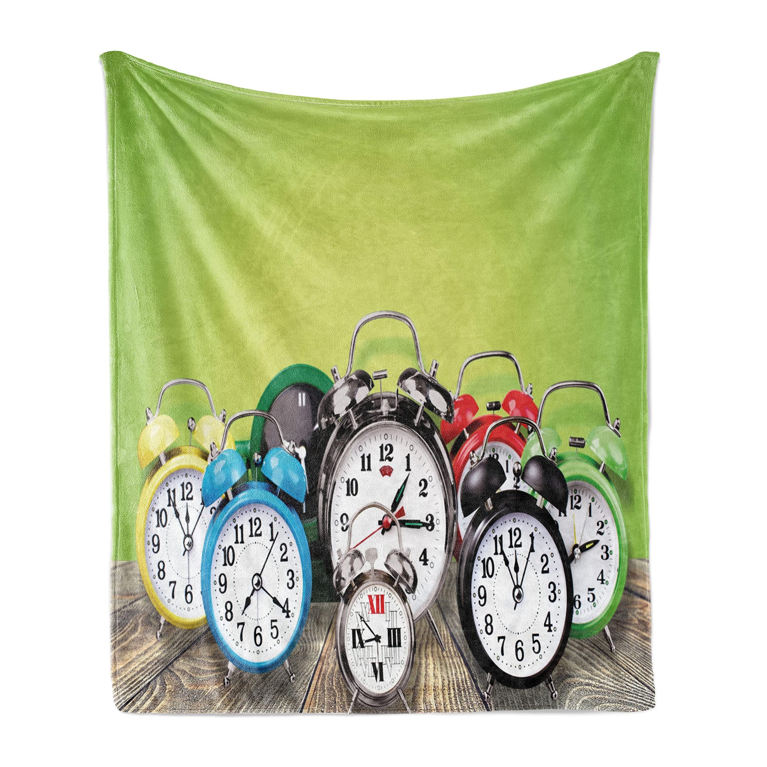 Ambesonne Vintage Alarm Clock Fleece Throw Blanket - 70