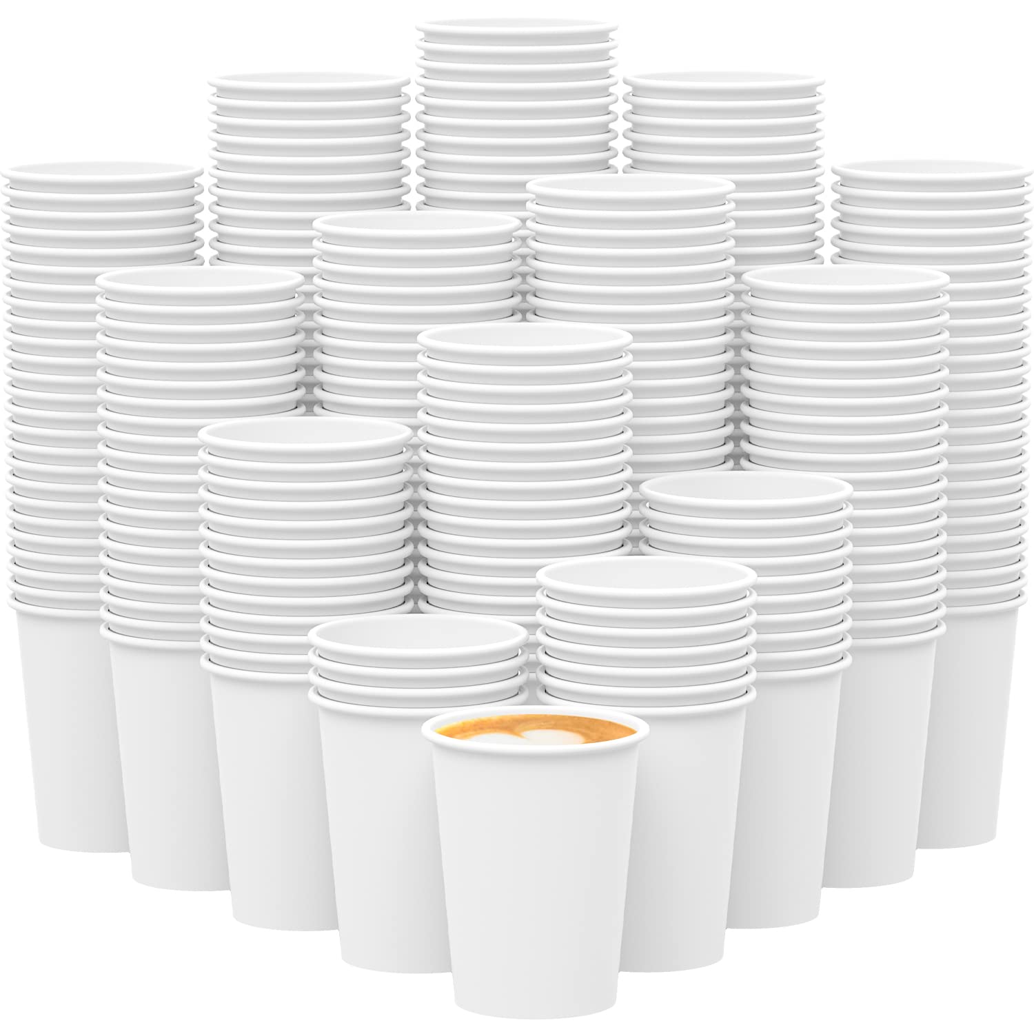 Kindpack Disposable White Paper Coffee Cups [210 Pack 12 oz] - Eco-Friendly Hot & Cold Beverage Drinking Cups for Coffee, Tea, Espresso, Water - Perfect for Office, Travel, Parties, and Cafes
