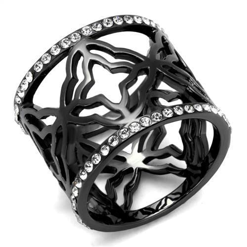 Black Gun Stainless Steel Ring with Crystal - Stylish Men's Jewelry for Gifts