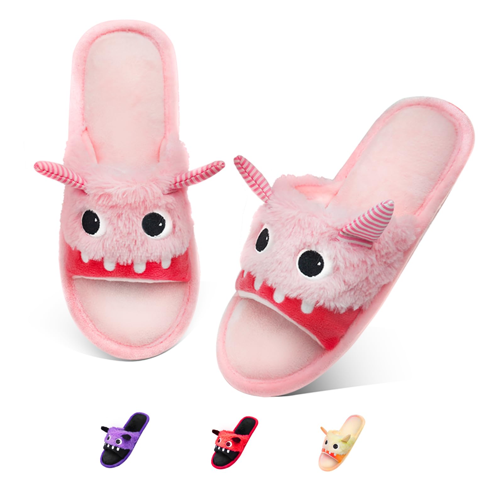 VRPQ Halloween Monster Slippers for Women - Cute Open Toe House Slippers with Memory Foam | Cozy Indoor Footwear for Christmas Gifts, Parties & Home Relaxation