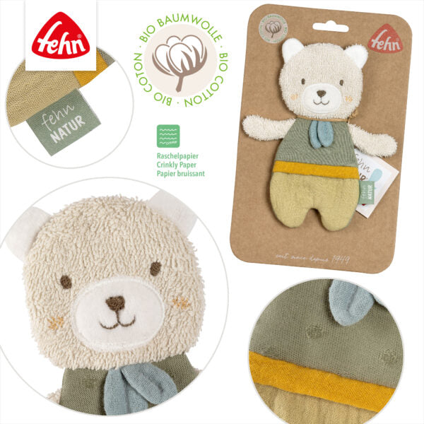 FehnNATUR Crinkle Bear Sensory Toy - Soft & Interactive Baby Toy for Early Learning & Development - Perfect for Tummy Time, Teething & Sensory Play