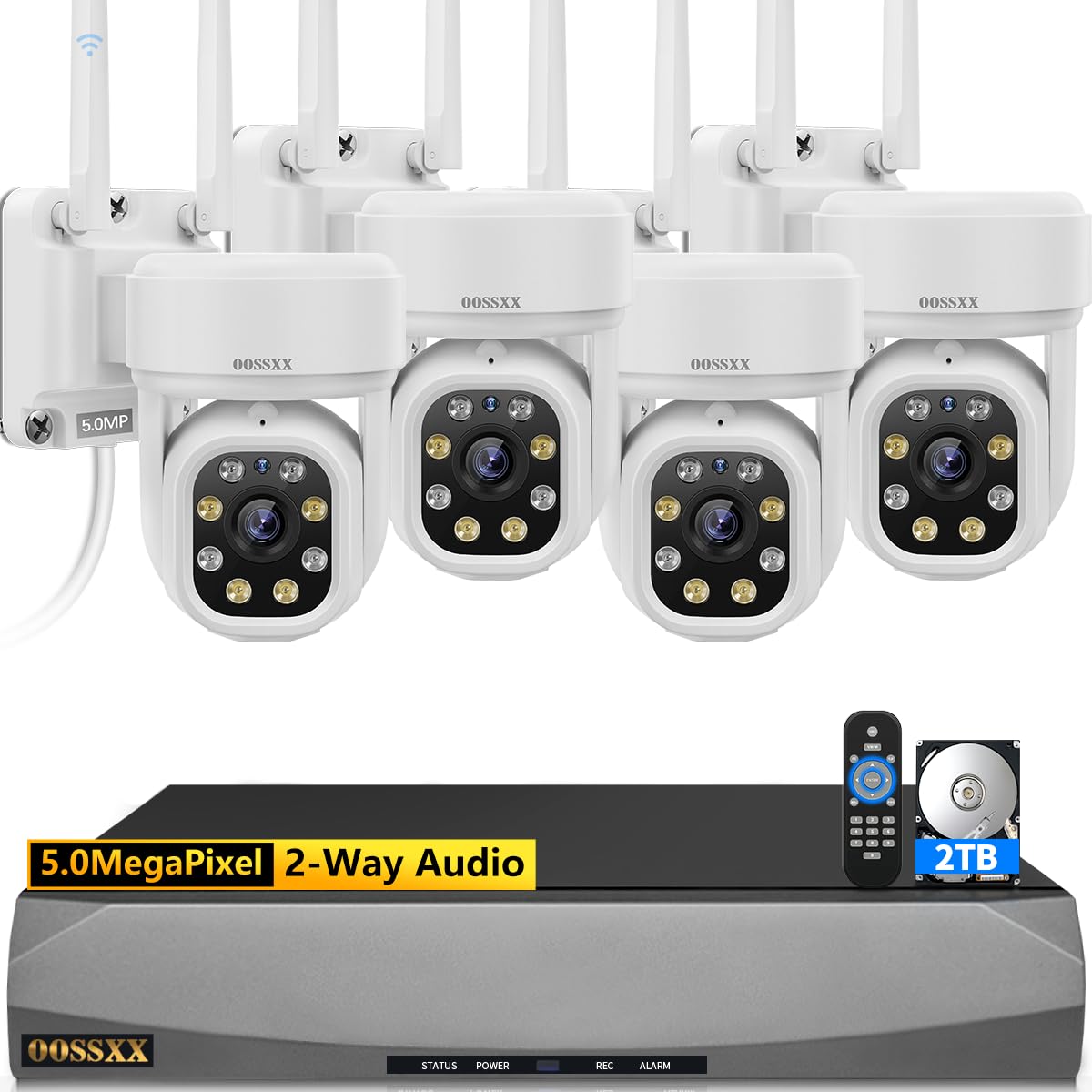5MP WiFi PTZ Outdoor Security Camera System with Auto-Video Tracking & 2-Way Audio - 10 Channel NVR Surveillance DVR Set for Home & Business Security Monitoring