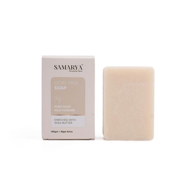 Samarya Goat Milk Soap for Skin Brightening & Lightening (4.4oz) - Natural Exfoliating Bath Bar with Vitamins & Lactic Acid - Nutrient-Rich Cleansing Soap for Face & Body - Perfect for Dry, Sensitive Skin & Daily Skincare Routine