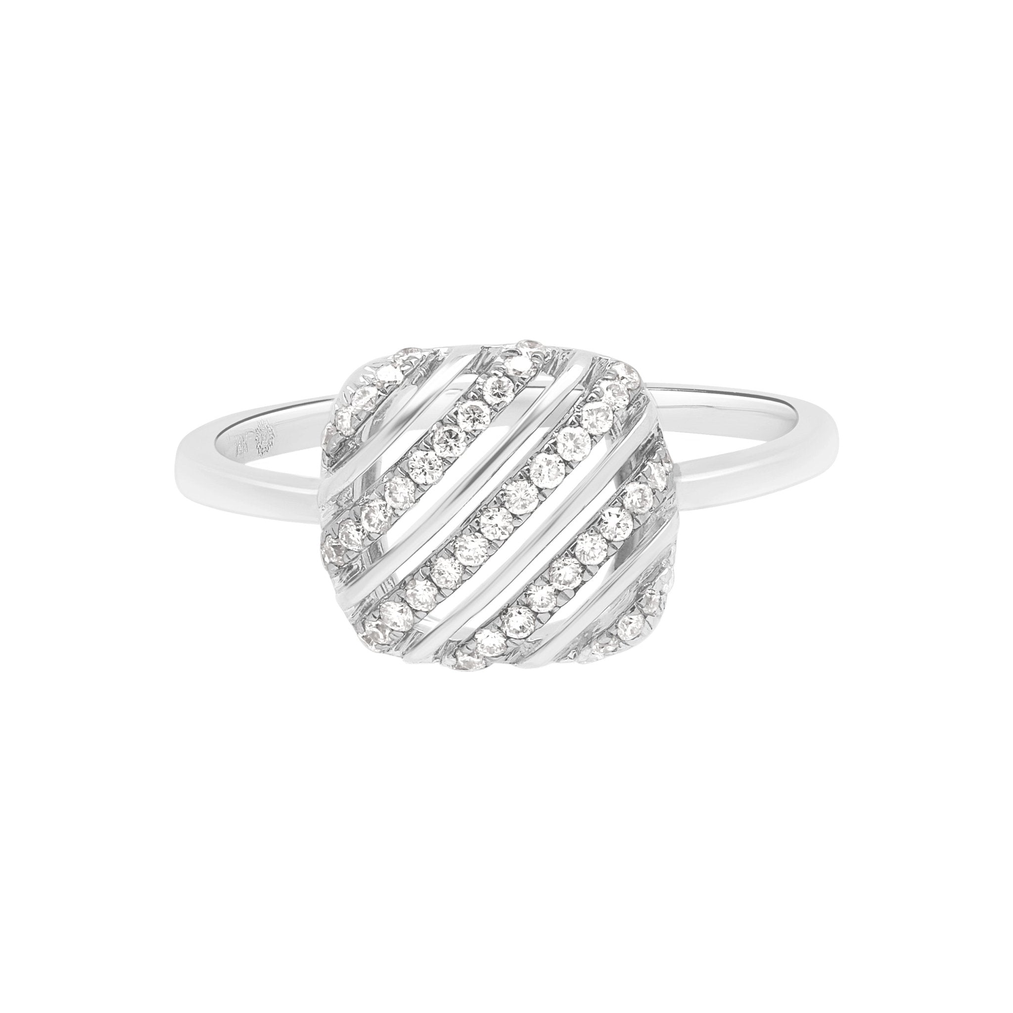 14K White Gold Diamond Pavé Square Cushion Cutout Ring for Women | Elegant Wedding, Engagement & Anniversary Jewelry Gift