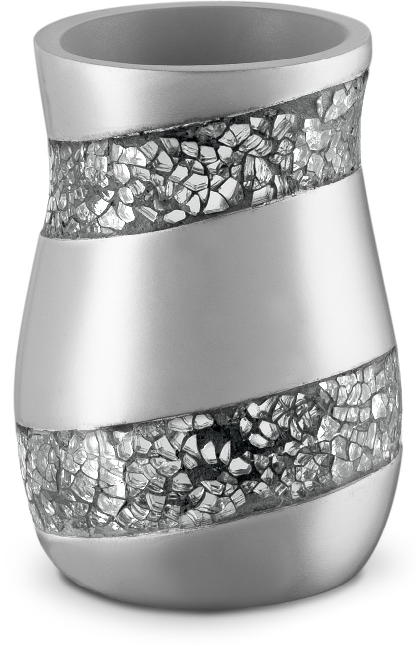 Creative Scents Silver Mosaic Electric Toothbrush Holder - Bathroom Organizer for Toothbrushes, Toothpaste & Makeup Brushes | Stylish Gray Bathroom Cup for Countertop Storage & Home Decor