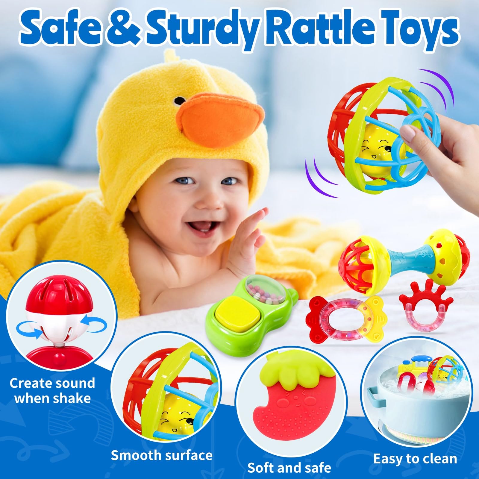 Baby Rattles 0-12 Months - Teething Toys & Infant Socks for Newborns | Perfect Baby Shower Gifts