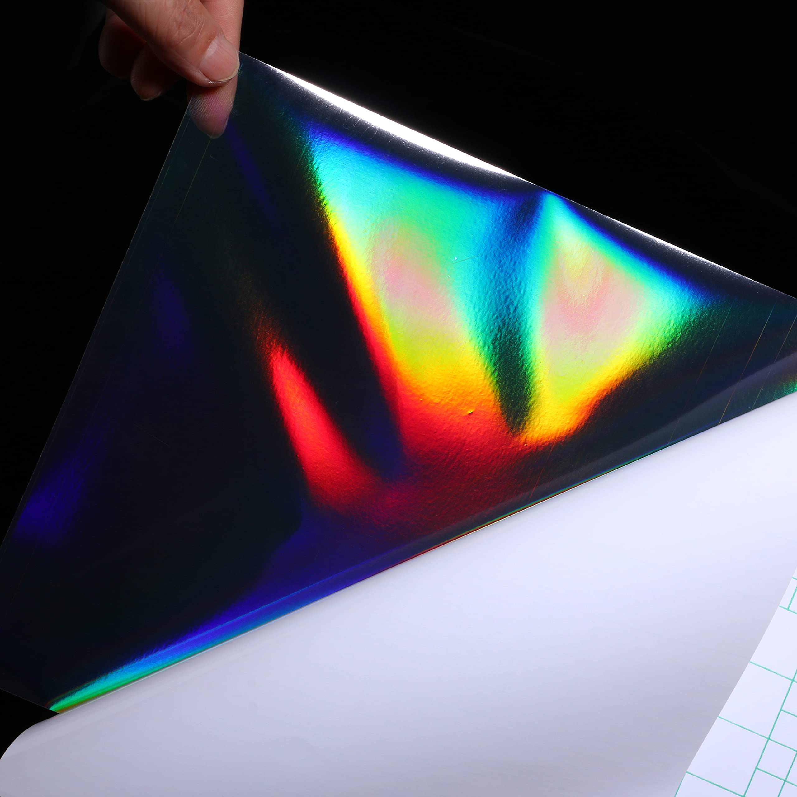 50 Sheets Holographic Clear Vinyl Sticker Paper - A4 Size (11.7x8.25 Inch) Self-Adhesive Waterproof Transparent Overlay Film for DIY Crafts, Scrapbooking, and Decorative Projects