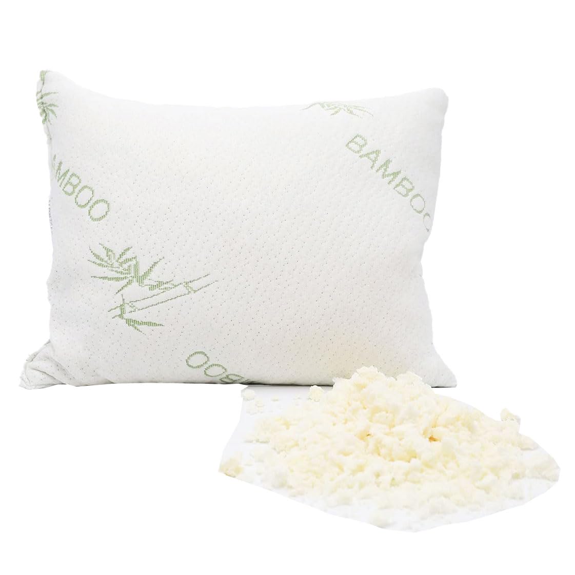 Organic Shredded Latex Pillow with Bamboo Rayon Cover - King Size Bed Pillow for Neck Pain Relief & Head Support | Breathable Cooling Pillow for Side, Back & Stomach Sleepers | Perfect for Hot Sleepers & Allergy Sufferers