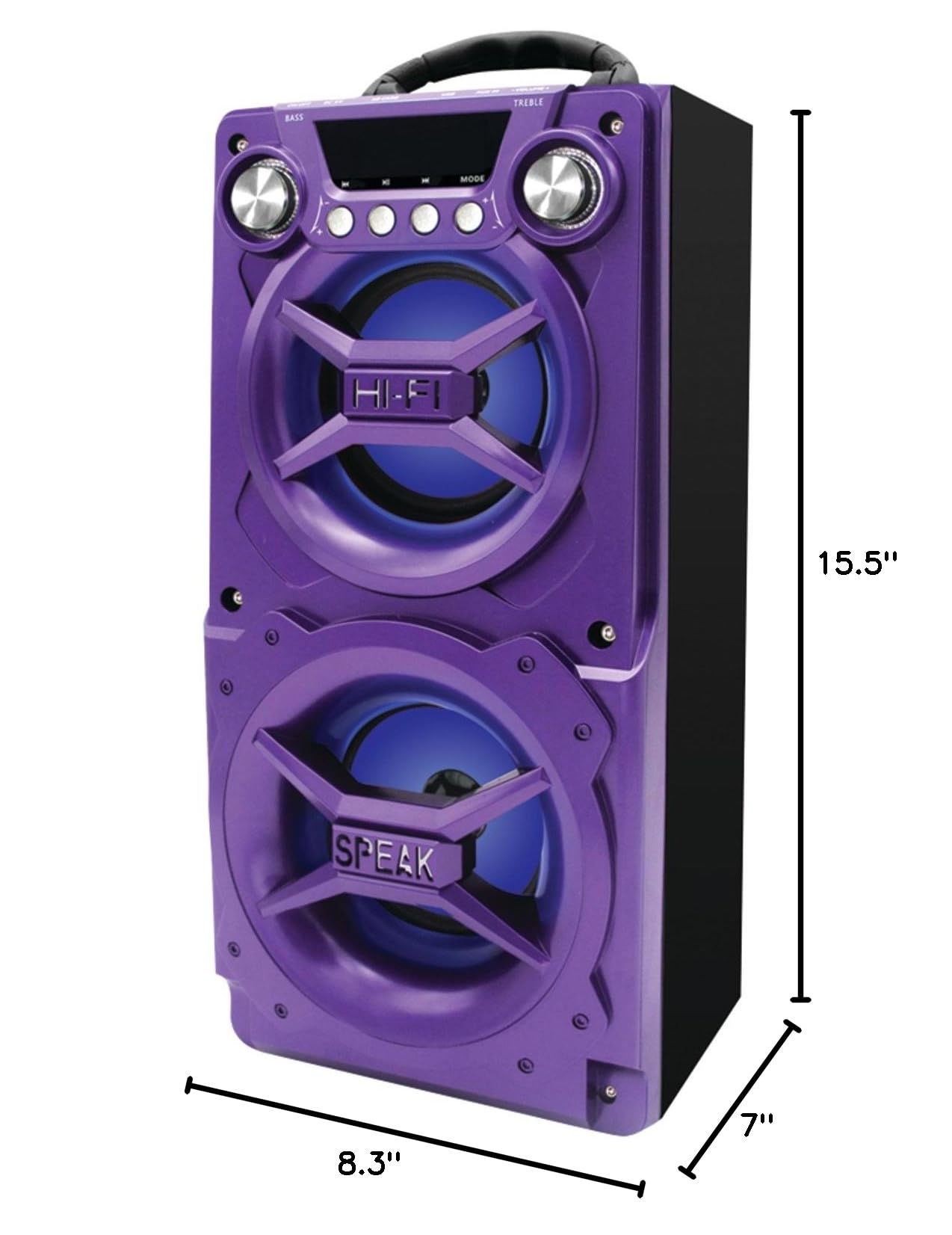 Sylvania SP328-Purple Bluetooth Speaker - Wireless Portable Speaker with Dual Subwoofers, Deep Bass for iPhone, iPad, Android Devices - Perfect for Parties, Outdoor Events, Travel & Home Use (Purple)