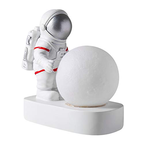 WSSBK Astronaut Spaceman Moon Night Light - Silver LED Table Lamp for Kids Bedroom, Nursery & Desktop Decor | Perfect Gift for Children & Baby | Creates Soothing Nighttime Ambience for Bedtime Stories & Sleep