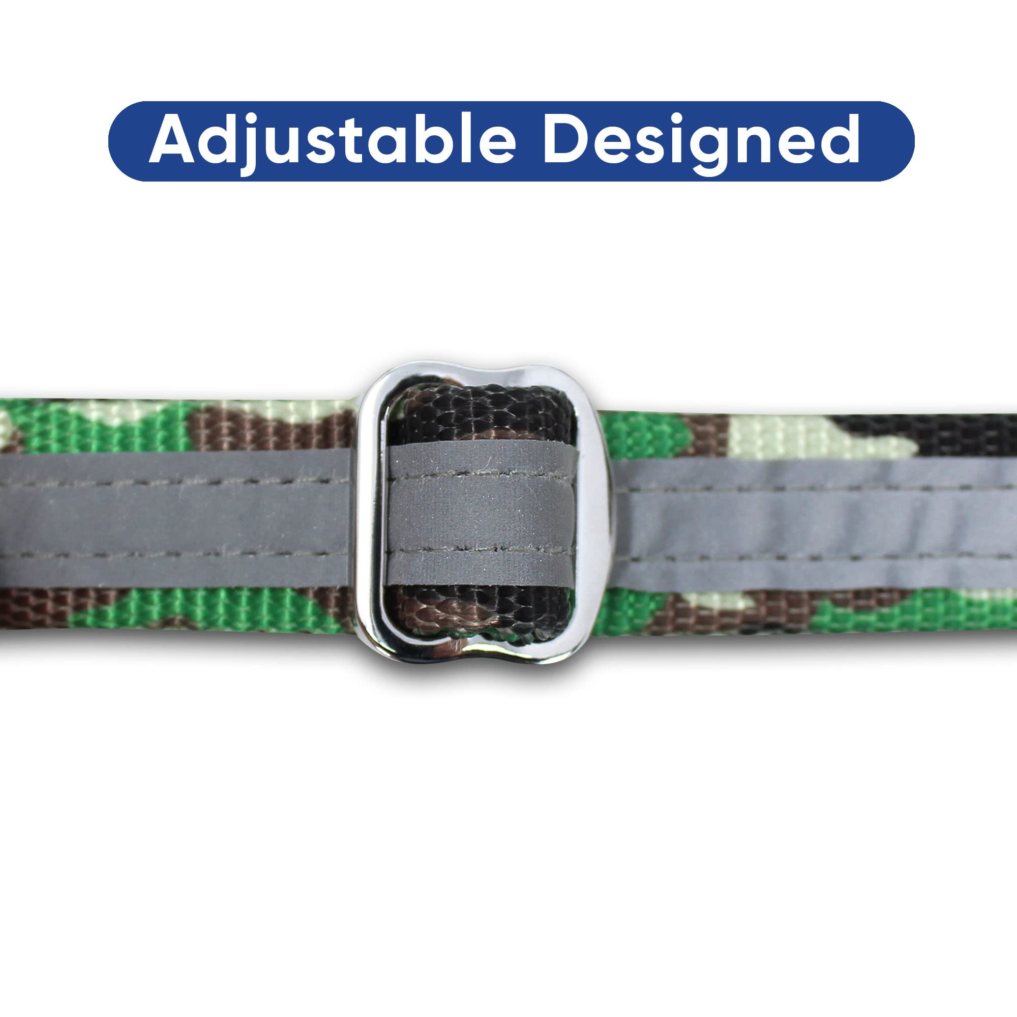 **Pawtitas Martingale Dog Collar with Chain - Reflective No-Pull Training Collar for Medium Dogs | Durable Nylon Adjustable Collar in Green Camo - Perfect for Walks, Hiking & Obedience Training**
