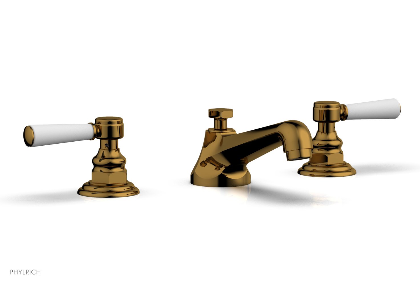 HEX TRADITIONAL Widespread Bathroom Faucet - Satin White Finish with Lever Handles (Model 500-02) - Perfect for Modern Vanities and Guest Bathrooms