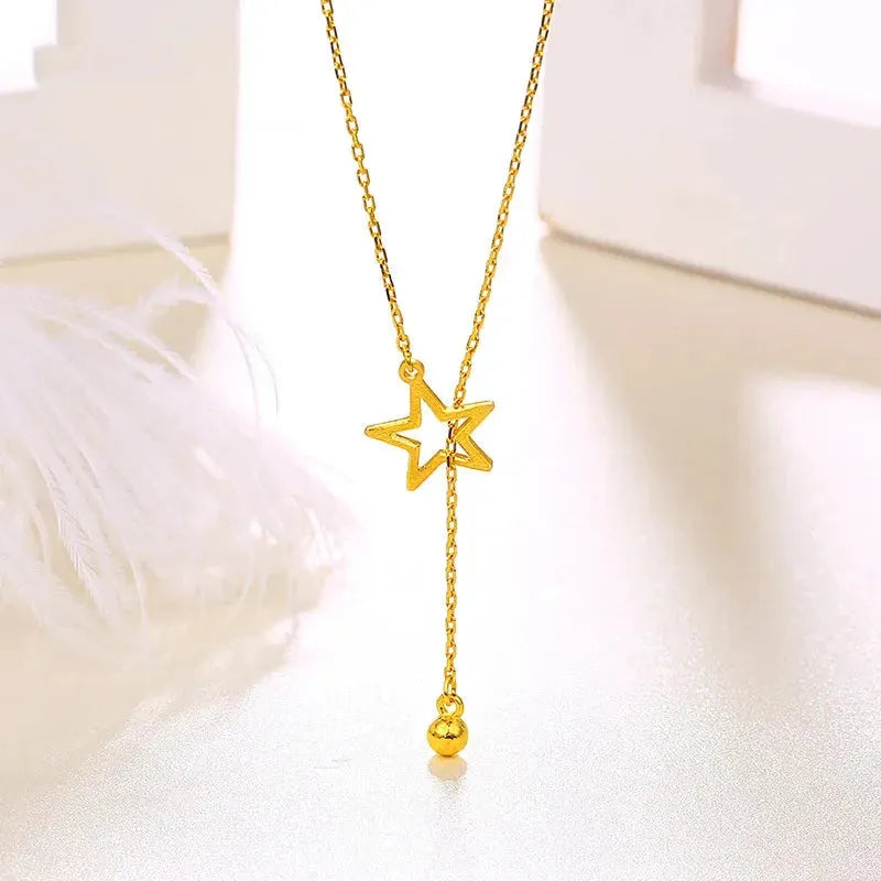 24K Pure Gold Necklace Real AU 999 Solid Gold Chain for Women - Elegant Classic Party Jewelry Gift for Her - Trendy Upscale Fine Jewelry for Weddings, Anniversaries & Special Occasions - 2023 Hot Selling Collection