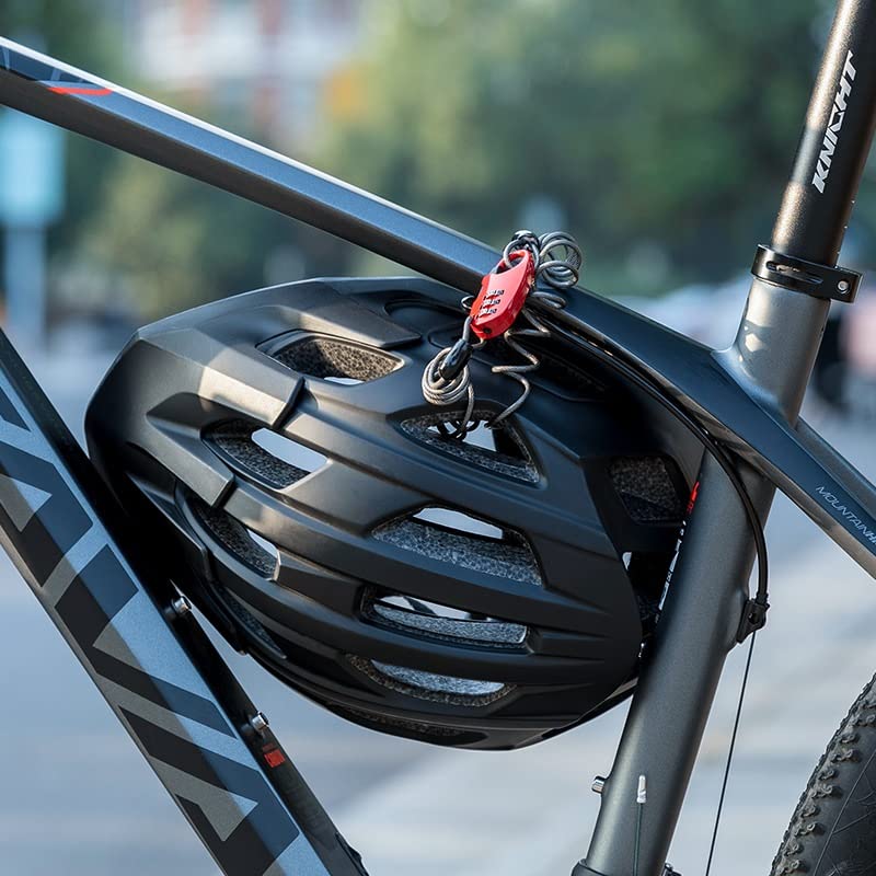 Mini Bike Helmet Lock - Portable 3 Digit Resettable Anti-Theft Cable Lock for Bicycle & Motorcycle (Black) - Perfect for Cycling, Commuting & Outdoor Adventures