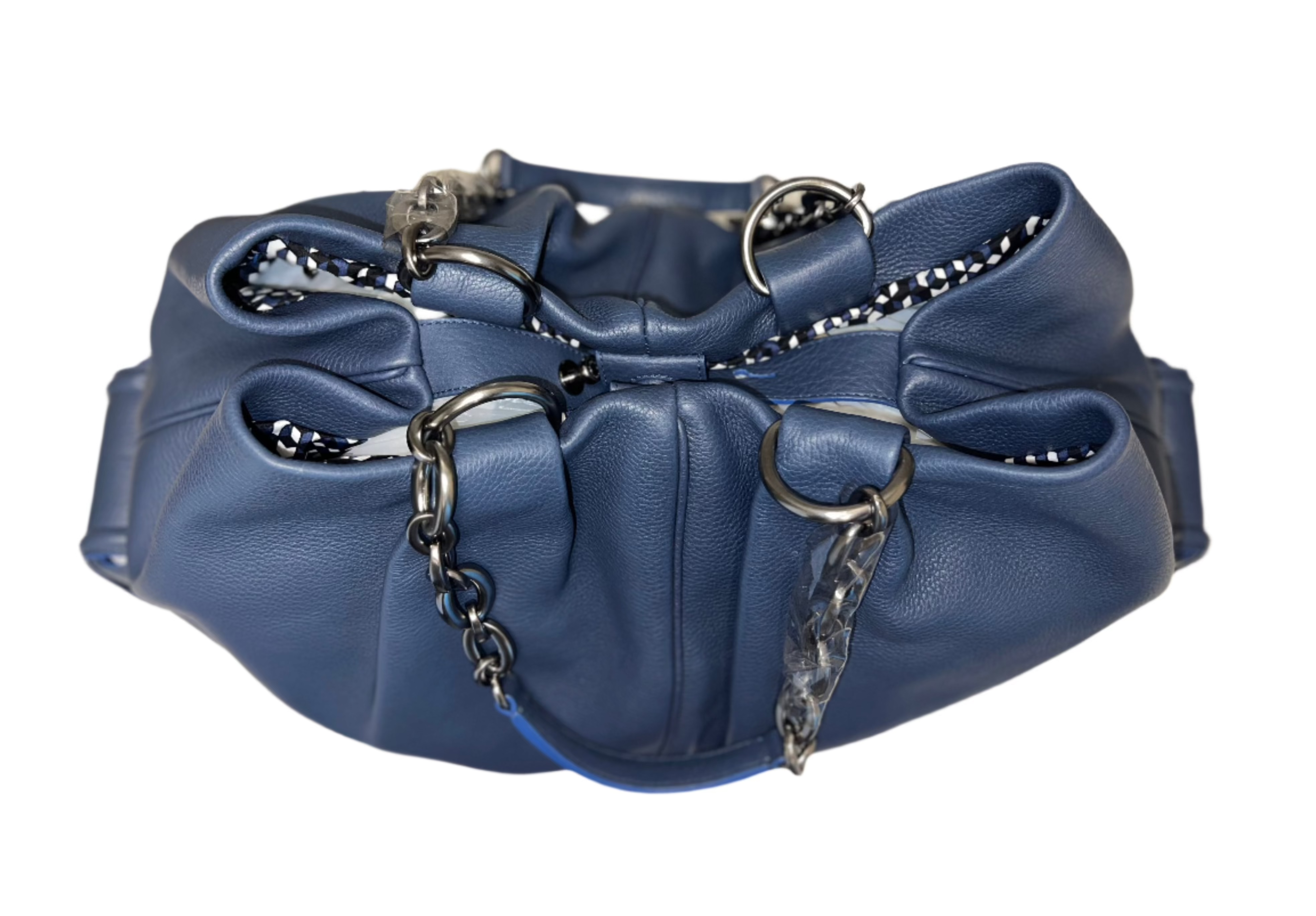 Bvlgari Chiara Collection Blue Leather Handbag for Women - Luxury Designer Tote for Work, Travel & Evening Events