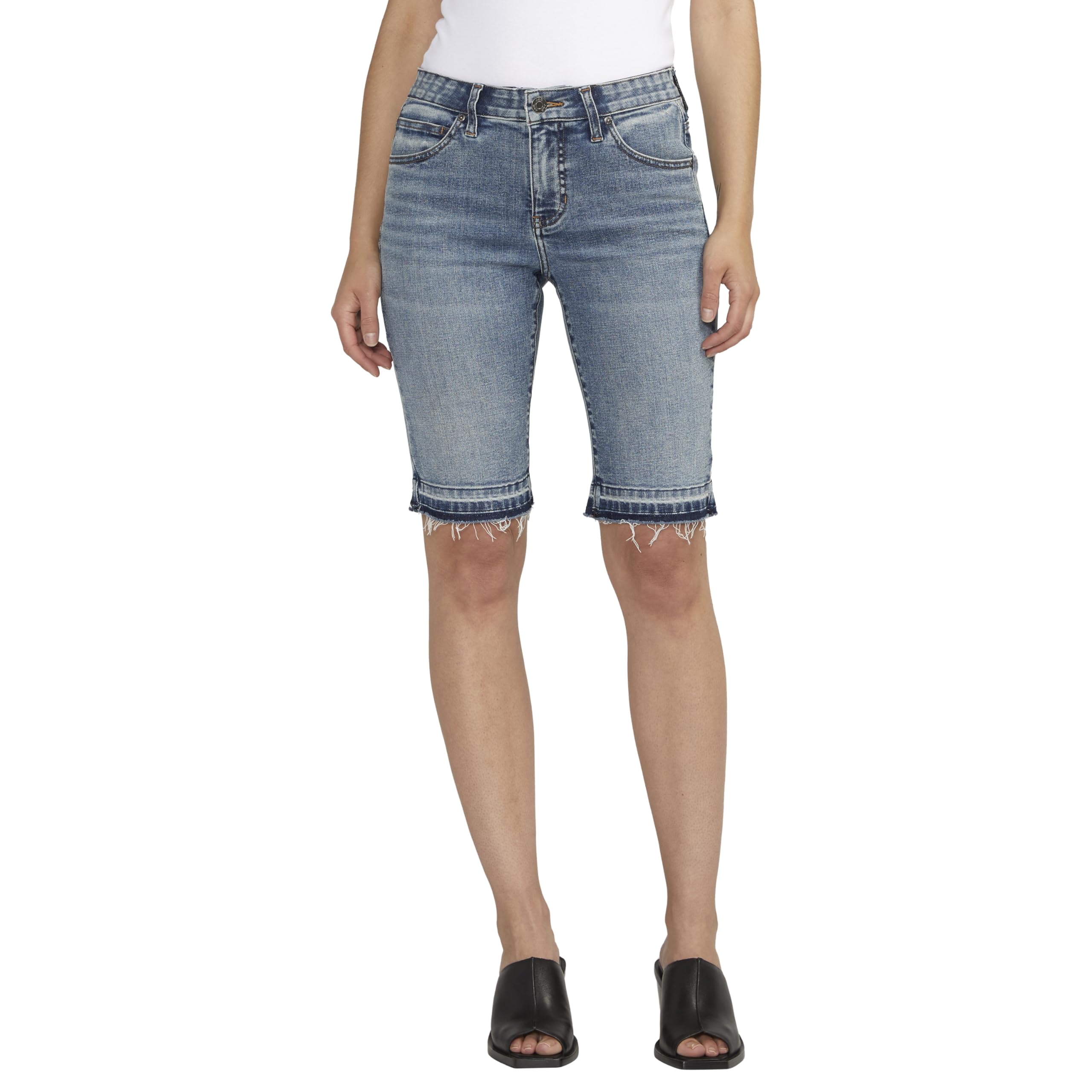 **JAG Jeans Women's Cecilia Mid Rise Bermuda Shorts - Jones Beach Blue | Comfortable Denim Shorts for Casual Wear & Summer Outfits**