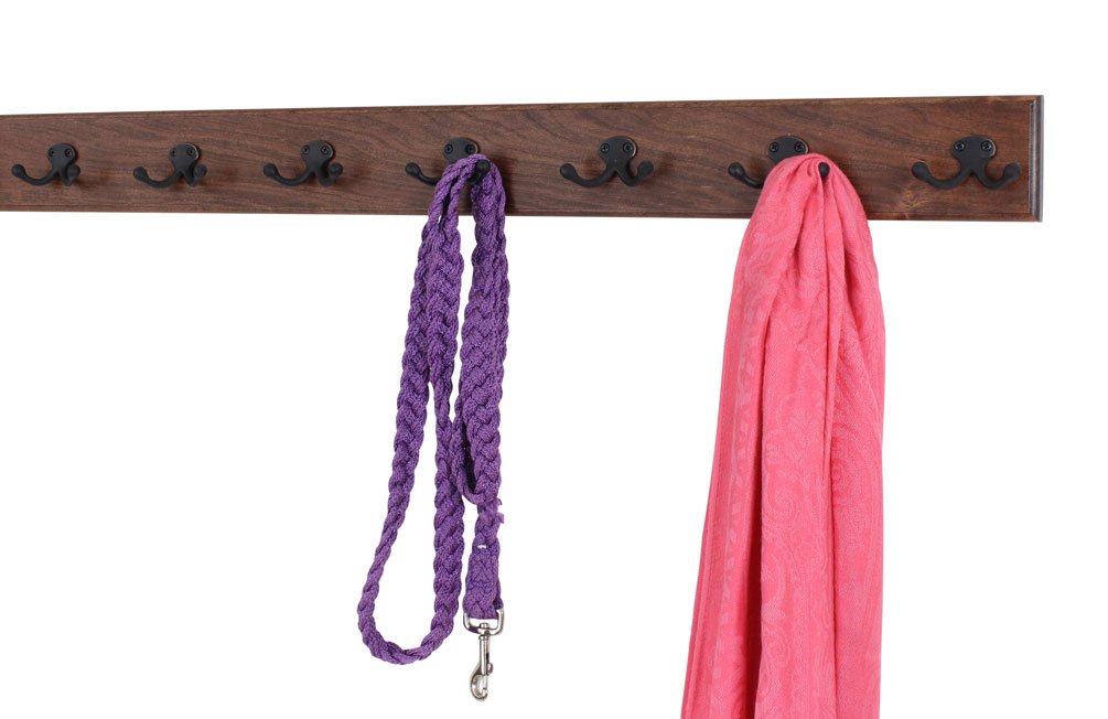 Solid Cherry Wood Wall Mounted Coat Rack with 7 Oil Rubbed Bronze Hooks - 36