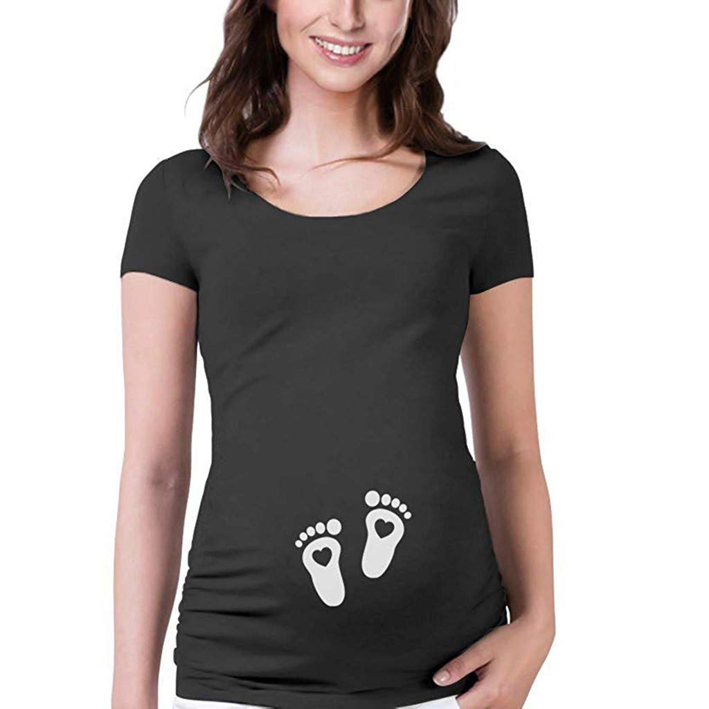 UNIROSE Women's Short Sleeve Graphic T-Shirt - Cute Heart Print Maternity Top for Pregnancy & Nursing | Comfortable Casual Wear for Moms, Baby Showers & Everyday Outfits