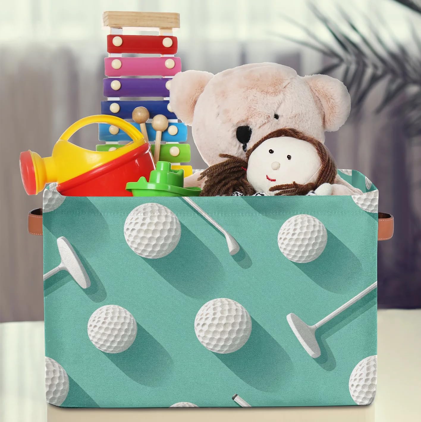 2-Pack Cyan Storage Baskets with Handles - Multi-Purpose Organizer for Golf Equipment, Toys & Closet Storage | Durable Storage Bins for Home, Office & Garage Organization