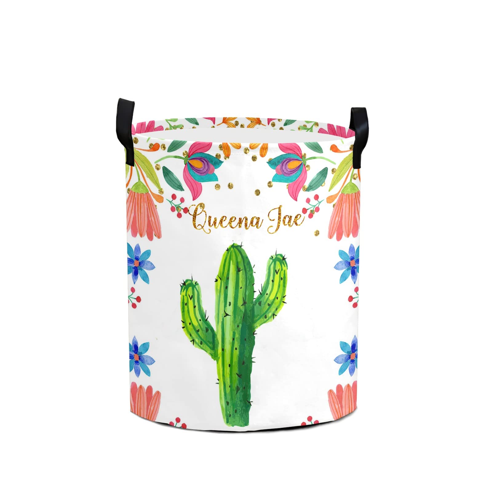 Floral Cactus Waterproof Storage Bin - Oxford Fabric Laundry Hamper & Organizer Basket for Clothes, Toys, Baby Nursery, Bedroom | Perfect for Home Organization & Gift Giving