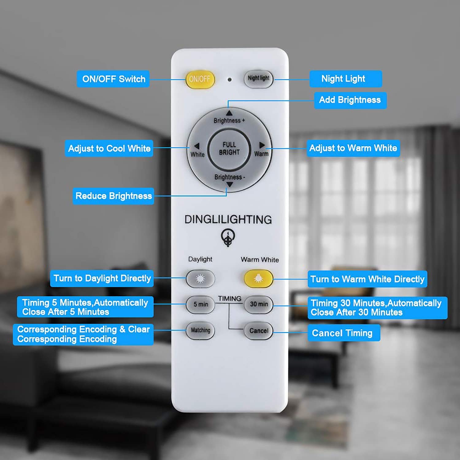 Dimmable 35W LED Ceiling Light with Remote Control - Round Flush Mount Black Ceiling Lamp, 3 Color Changeable (3000K-6000K) for Bedroom, Kitchen, Dining Room, Office, Hall & Kids' Room - Modern Lighting with Timer Function for Home & Commercial Spaces