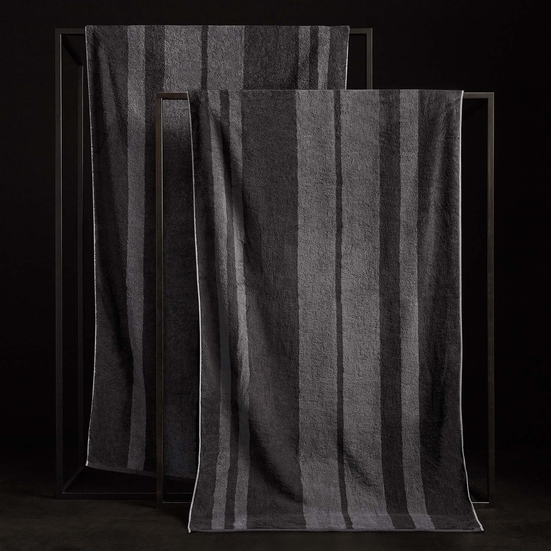 Premium Wide Stripe Beach Towel - Slate & Raccoon Grey - Soft, Quick-Dry & Oversized for Pool, Sand & Sunbathing