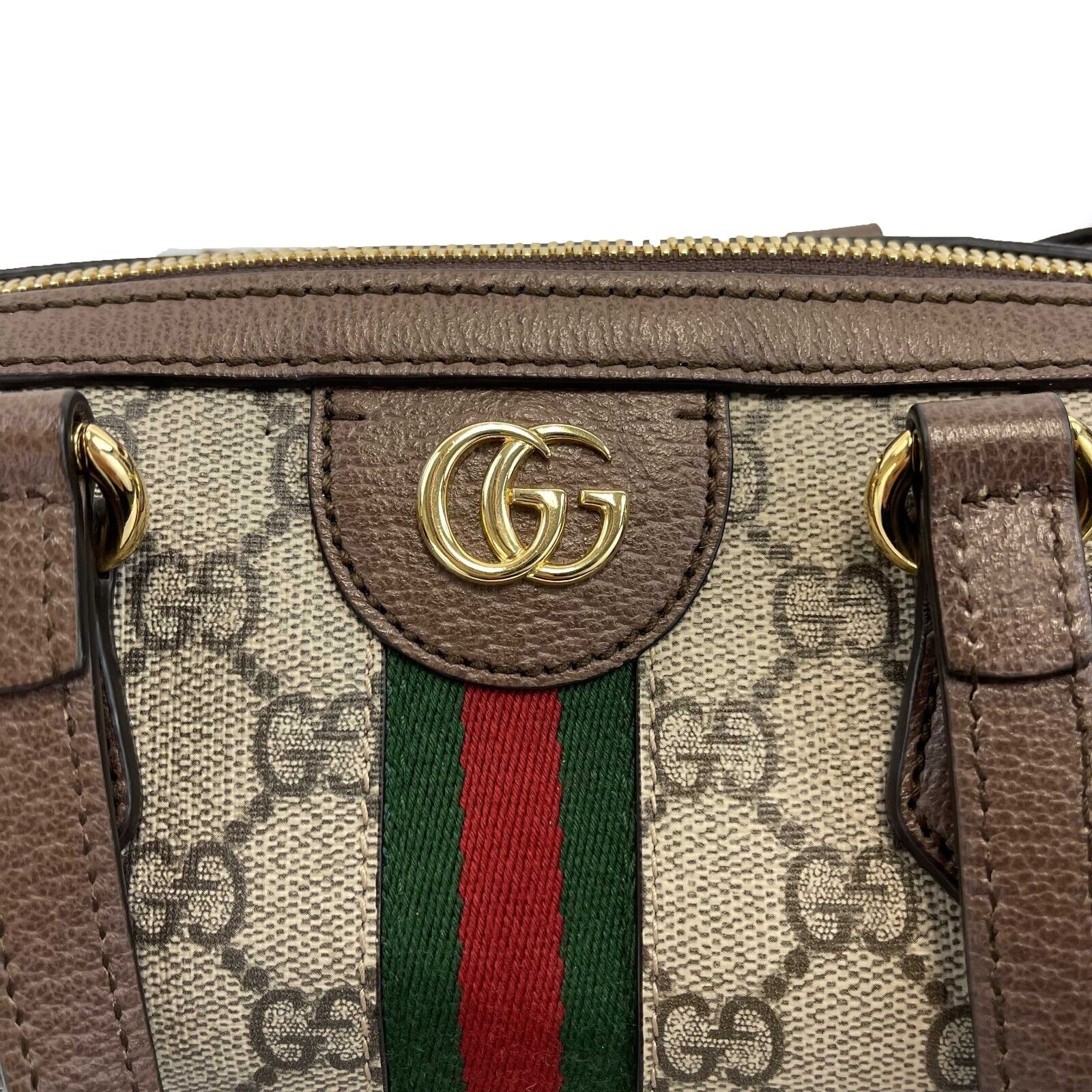 Gucci GG Supreme Monogram Web Small Ophidia Boston Bag - Top Handle & Crossbody Purse for Women | Luxury Designer Handbag for Work, Travel & Everyday Use