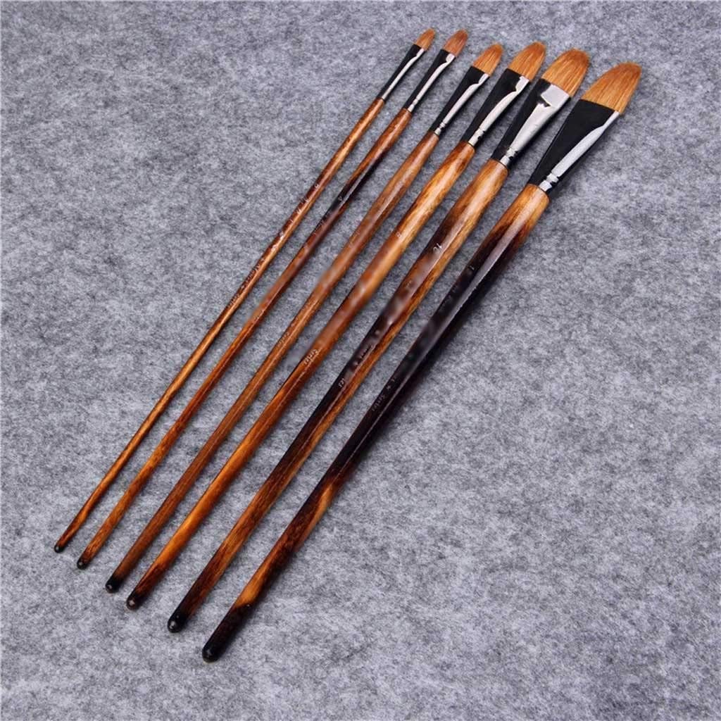 ZMDZA 6-Piece Professional Artist Paint Brush Set - Weasel Hair Oil, Watercolor & Acrylic Paint Brushes for Artists & Beginners - Perfect for Canvas Painting, Sketching & Fine Art Projects