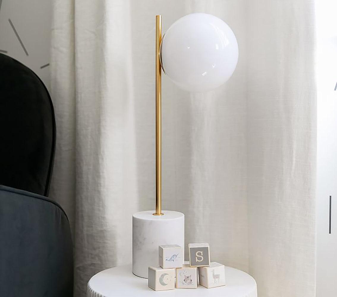 Modern Sphere & Stem Table Lamp - Adjustable LED Desk Light for Bedroom, Office, and Living Room - Stylish Nightstand Lighting for Reading & Decor
