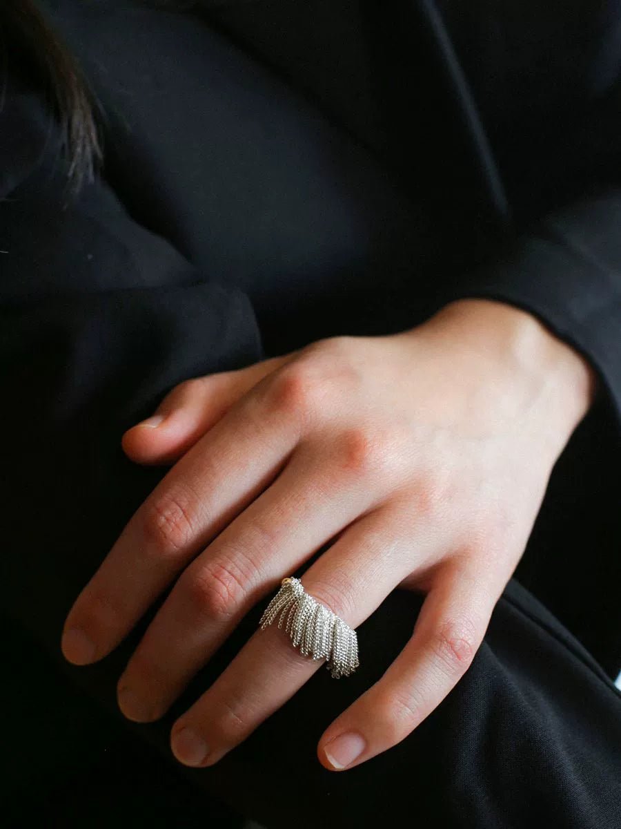 Shining Galaxy Waterfall Tassel Ring - Elegant Bohemian Jewelry for Women, Dainty Stackable Rings for Everyday Wear, Perfect for Parties, Dates & Special Occasions