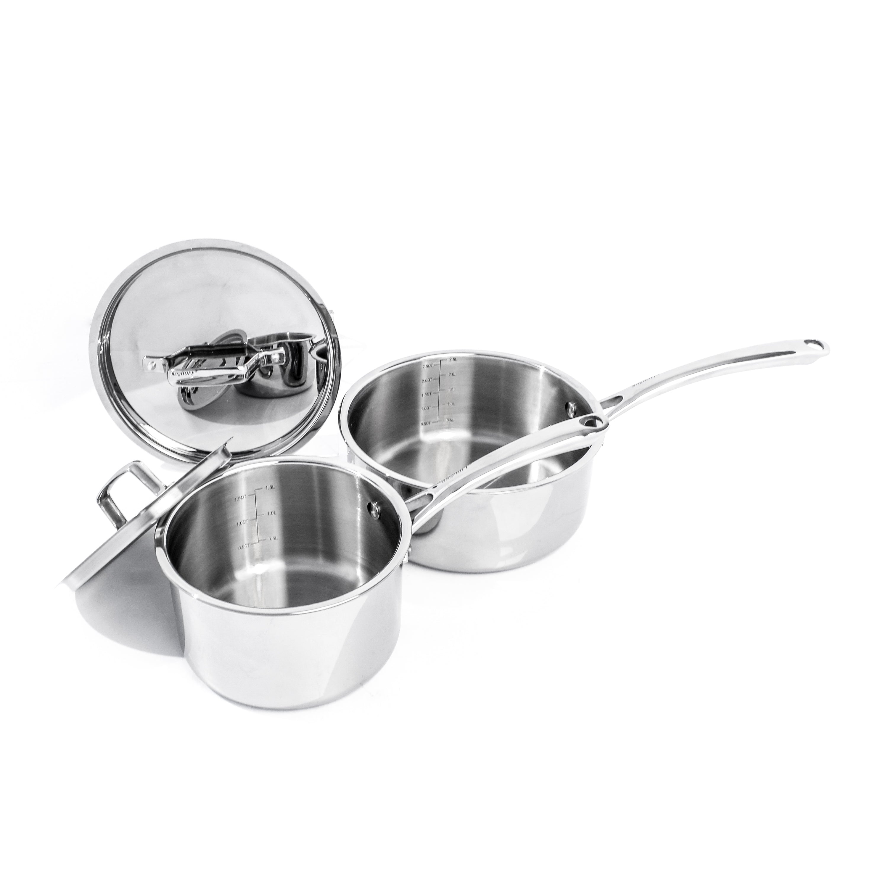 BergHOFF Professional 13-Piece Tri-Ply 18/10 Stainless Steel Cookware Set with Stainless Steel Lids - Premium Kitchen Cookware for Home Chefs & Professional Cooking