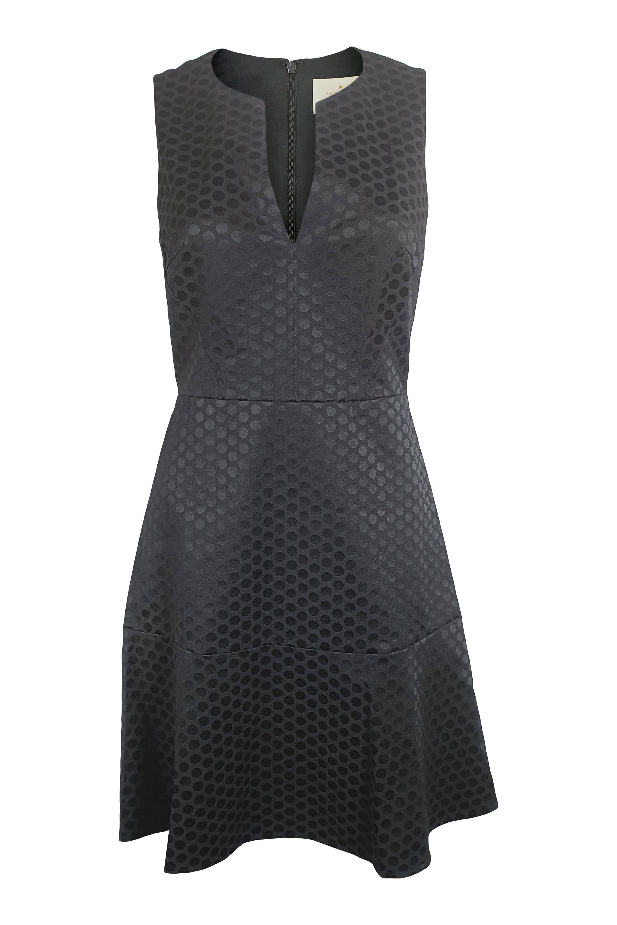KATE SPADE Black Glitzy Ritzy Bakery Dot Jacquard Dress - Women's Size US 2 (UK 6) | Floral Print Party Dress for Cocktail Events & Date Nights