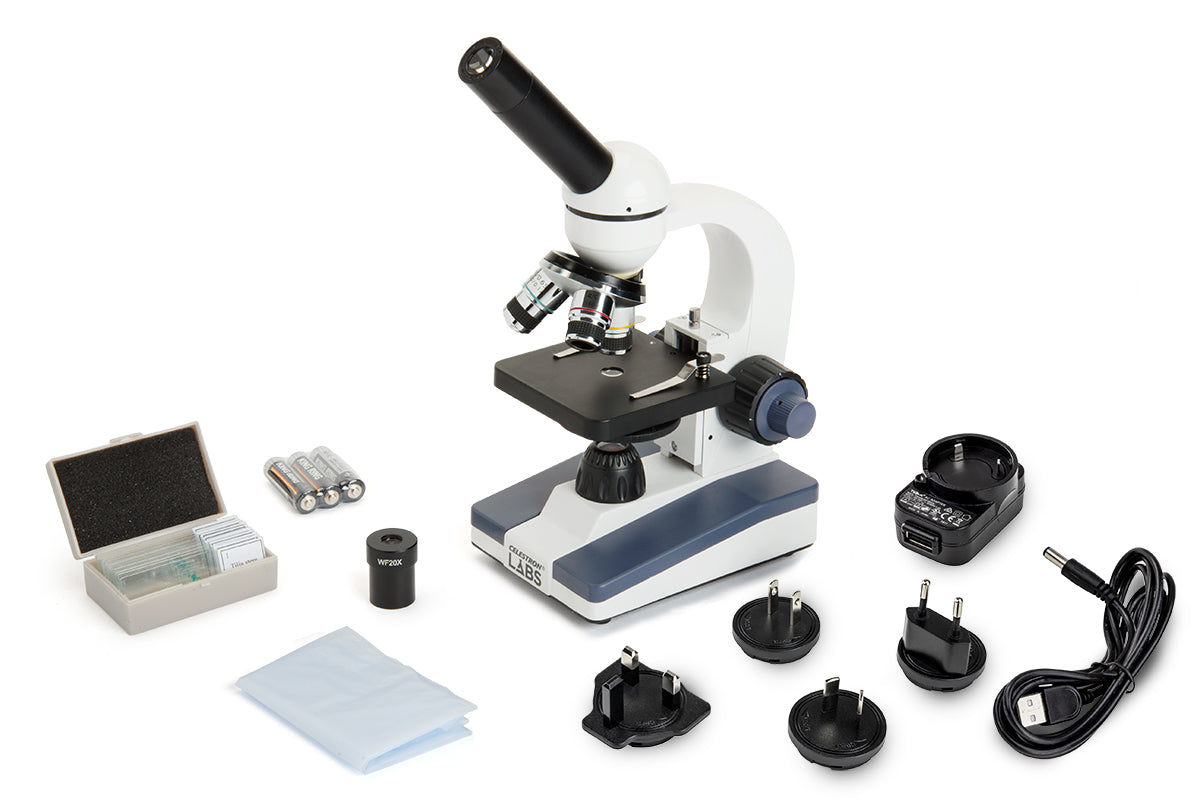 Refurbished Celestron Labs CM1000C Compound Microscope 40X-1000X Magnification for Students, Professionals & Hobbyists - Perfect for Biology Labs, Classroom Education & Scientific Research
