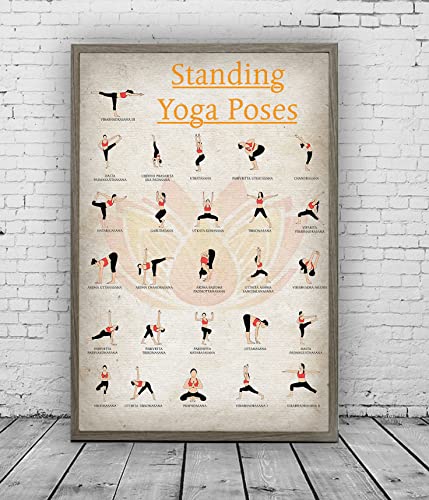 Yoga Poses Poster - Standing Asanas Wall Art for Home & Studio Decor | Yoga Room Sign, Fitness Gift for Yoga Lovers | Perfect for Studios, Gyms & Meditation Spaces