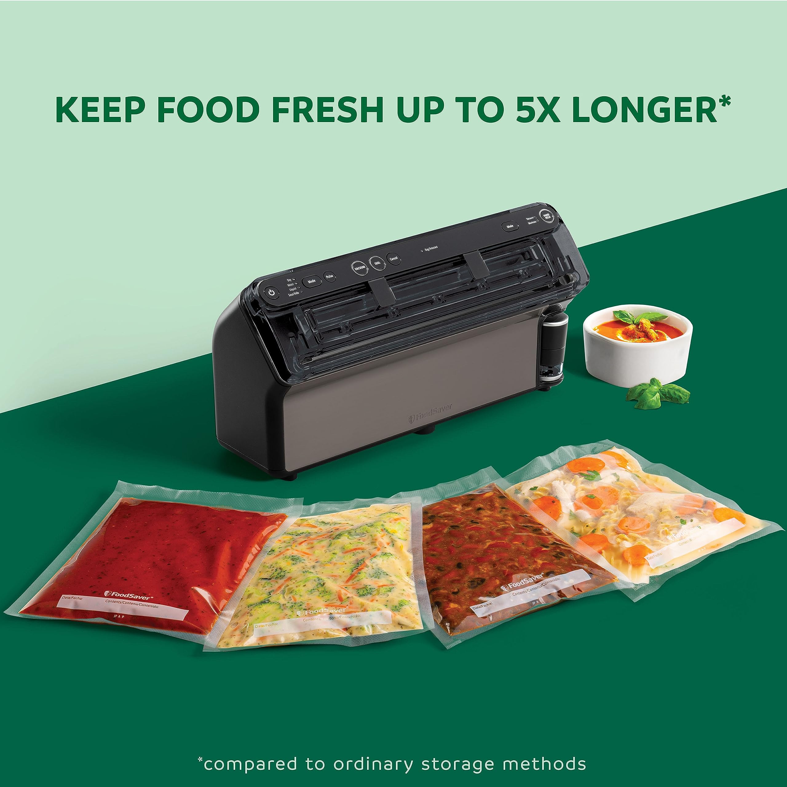 FoodSaver® Elite All-in-One Liquid+™ Vacuum Sealer Machine with Bags, Rolls & Accessories - Dark Stainless Steel | Perfect for Meal Prep, Sous Vide & Food Storage