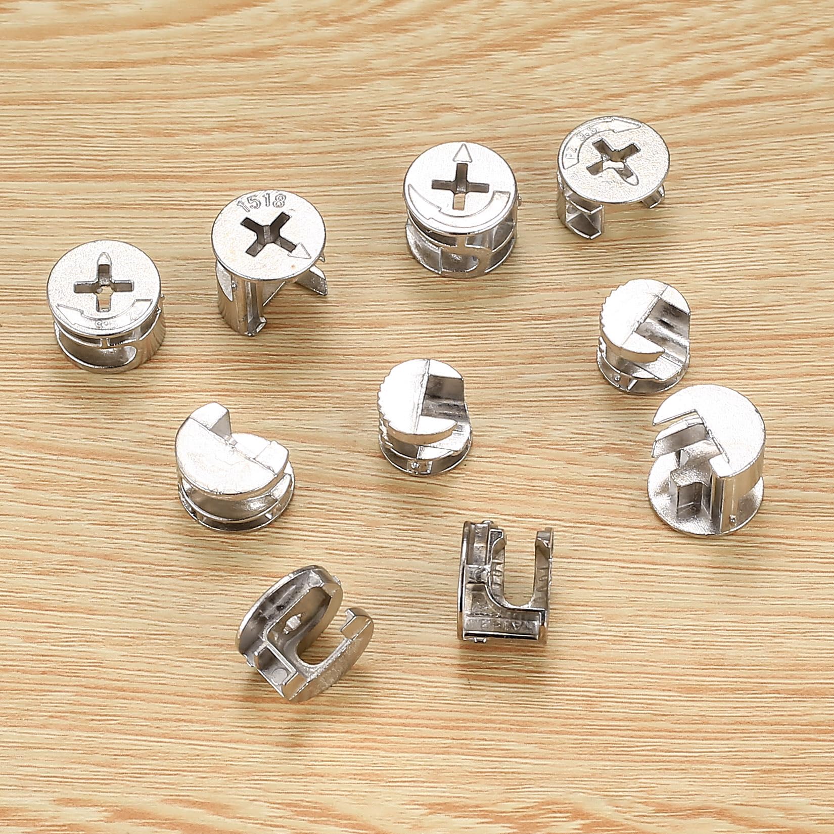 100 Pcs Furniture Cam Lock Nuts - 4 Size Options (11.8x10/14.6x11.5/14.7x13.5/14.5x9.5mm) - Cabinet Hardware Connectors for DIY Furniture Assembly, Woodworking Projects & Home Improvement