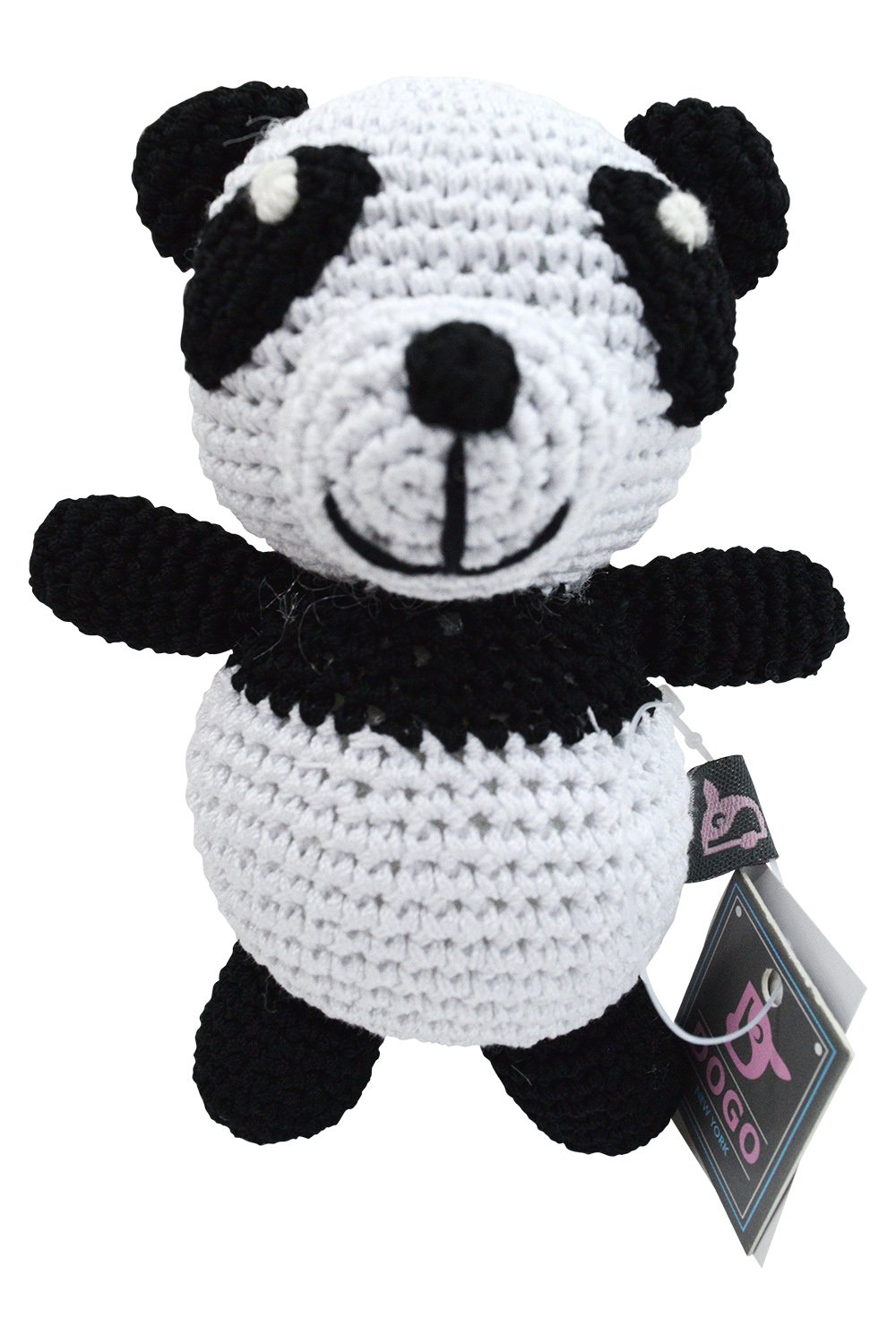 Organic Cotton Crochet Squeaky Dog Toy for Small Dogs - Panda Shaped Teeth Cleaning Chew Toy for Puppies | Perfect for Teething, Dental Care & Playtime at Home or Outdoors