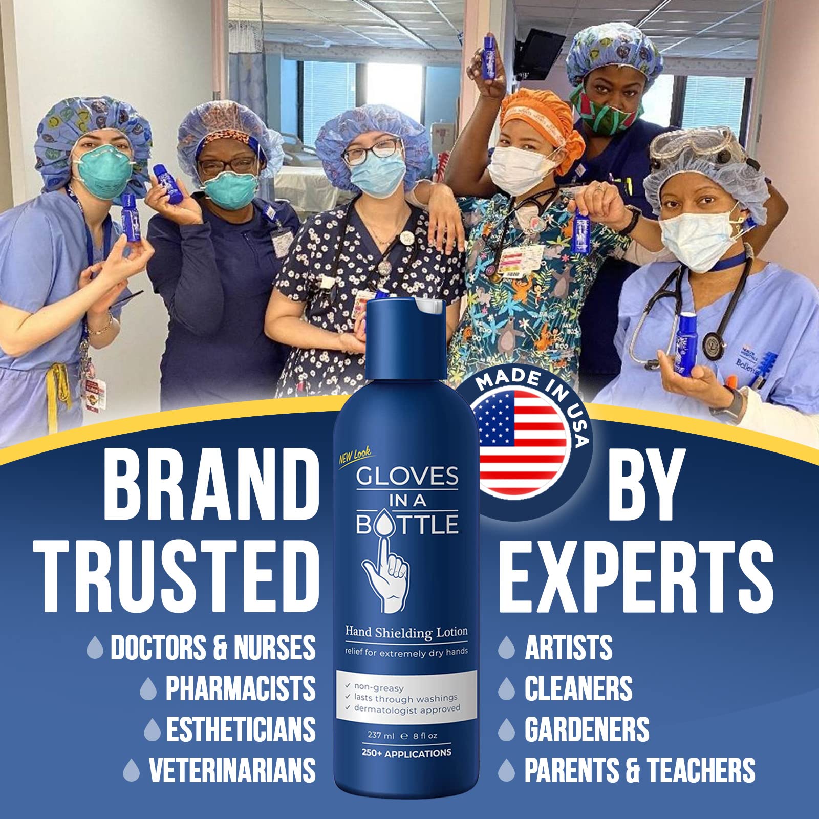 Gloves In A Bottle Shielding Lotion for Dry Itchy Skin - 8oz (12 Pack) | Moisturizing Hand Cream for Eczema, Psoriasis & Cracked Skin | Ideal for Healthcare Workers, Gardeners & Winter Skin Care