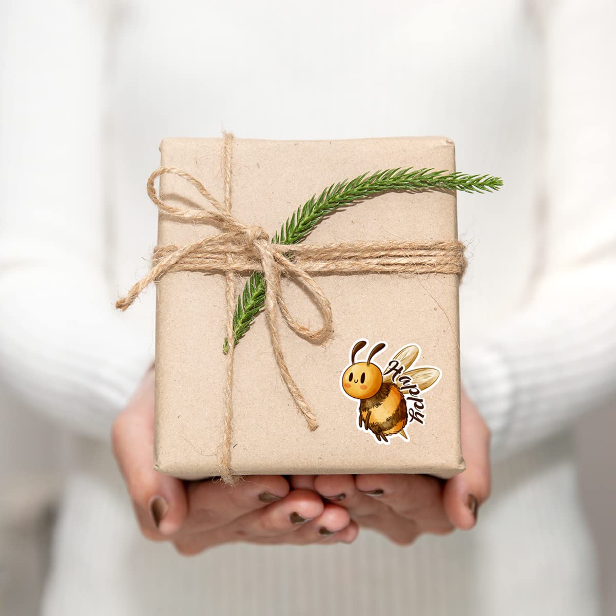 500 PCS Bee Happy Stickers - Funny Bumble Bee & Cute Small Business Stickers for Laptops, Water Bottles, Journals & DIY Crafts
