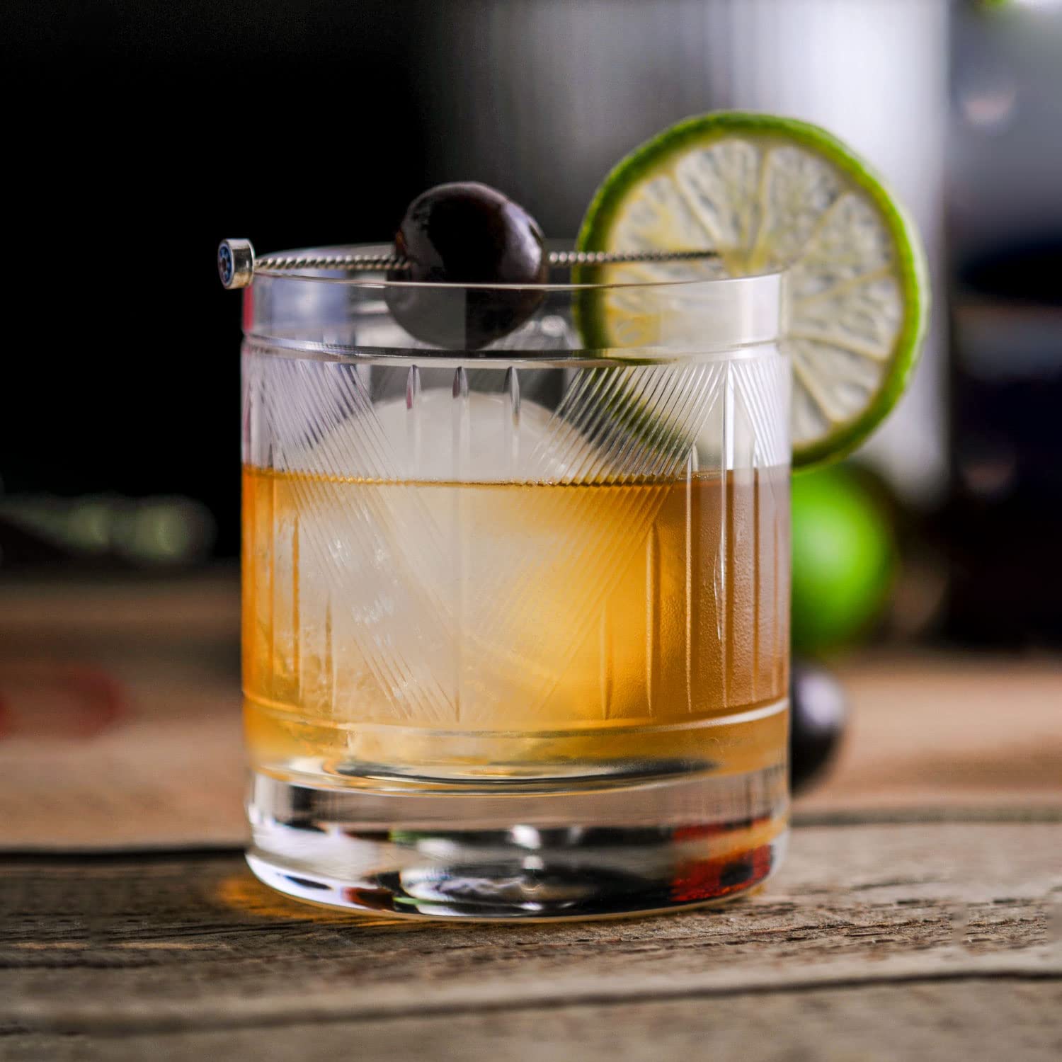 Premium Rolf Glass Bleecker Street Whiskey Tumbler Set - 11oz Lead-Free Crystal Clear On The Rocks Glasses - Diamond-Wheel Etched Design (Set of 4) - Perfect for Bourbon, Scotch & Cocktail Entertaining at Home Bar